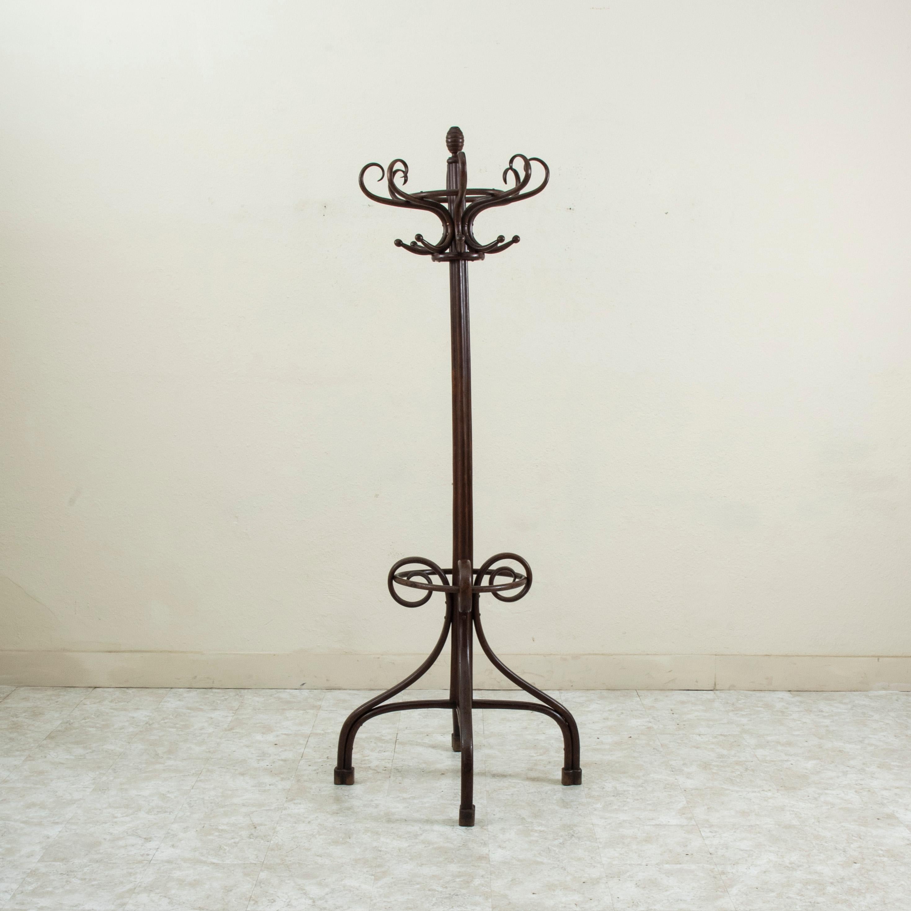 Francese Albero da ingresso o appendiabiti in legno curvato in stile Thonet francese dei primi del Novecento