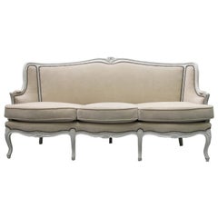 Early 20th Century French Three-Seat Sofa, Louis XV Style with Painted Frame