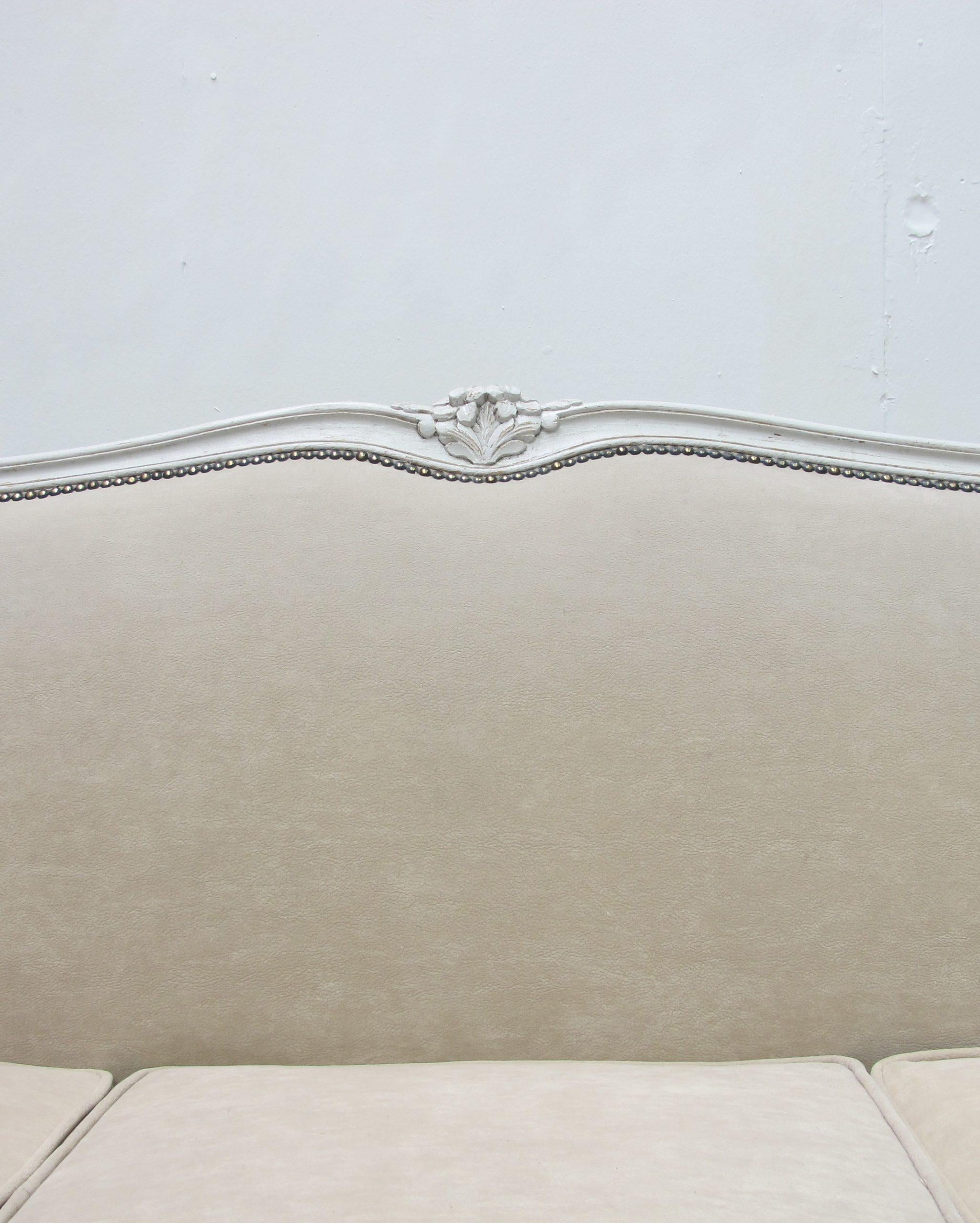 Early 20th Century French Three Seater Sofa, Louis XV Style With Painted Frame For Sale 3