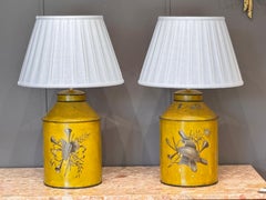 Early 20th Century French Tole Tea Canister Table Lamps – Pair