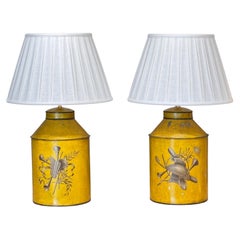 Early 20th Century French Tole Tea Canister Table Lamps – Pair