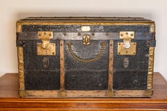 Early 20th-Century French Travel Trunk with Brass Hardware
