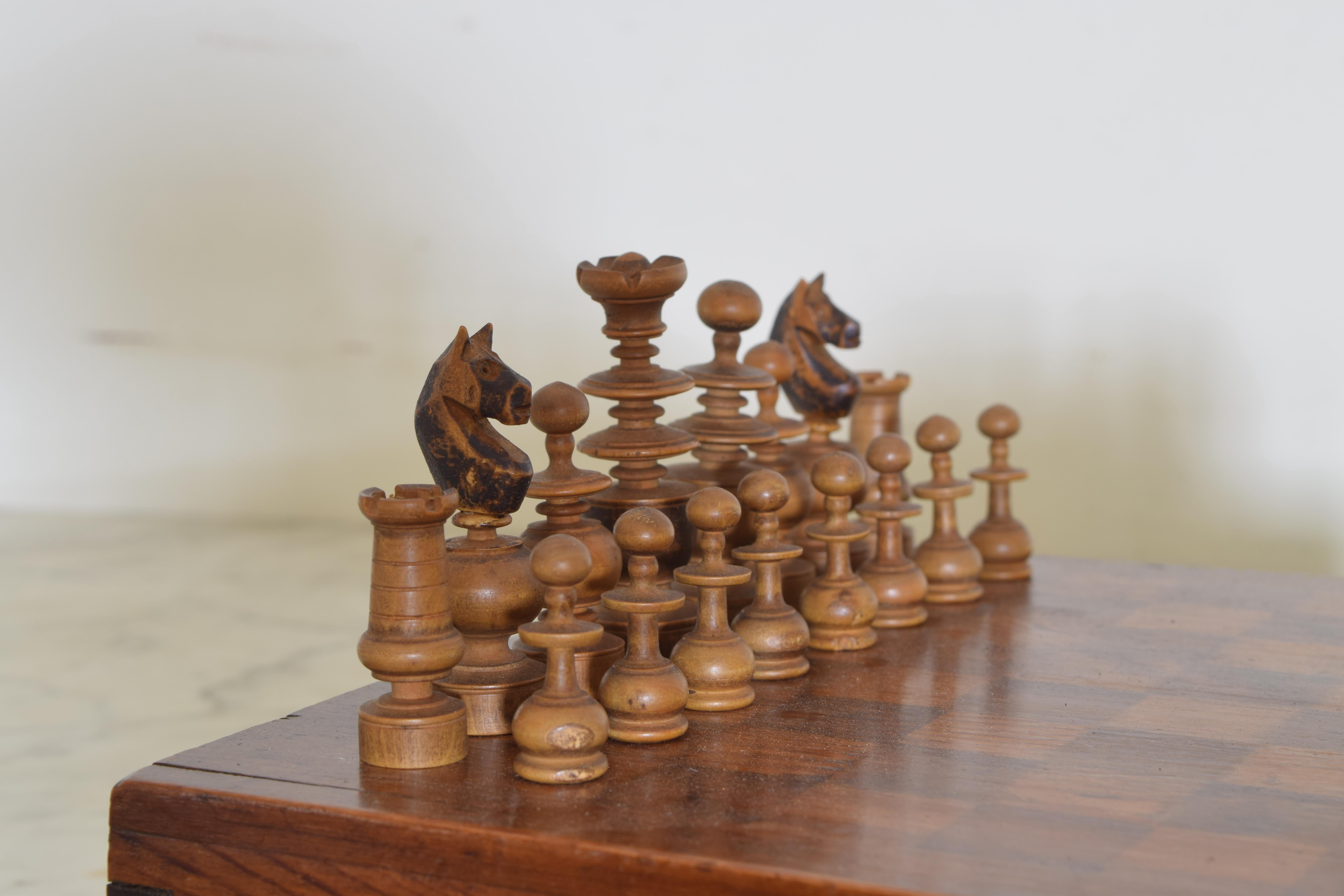 Early 20th Century French Traveling Chess Set Game Box 1