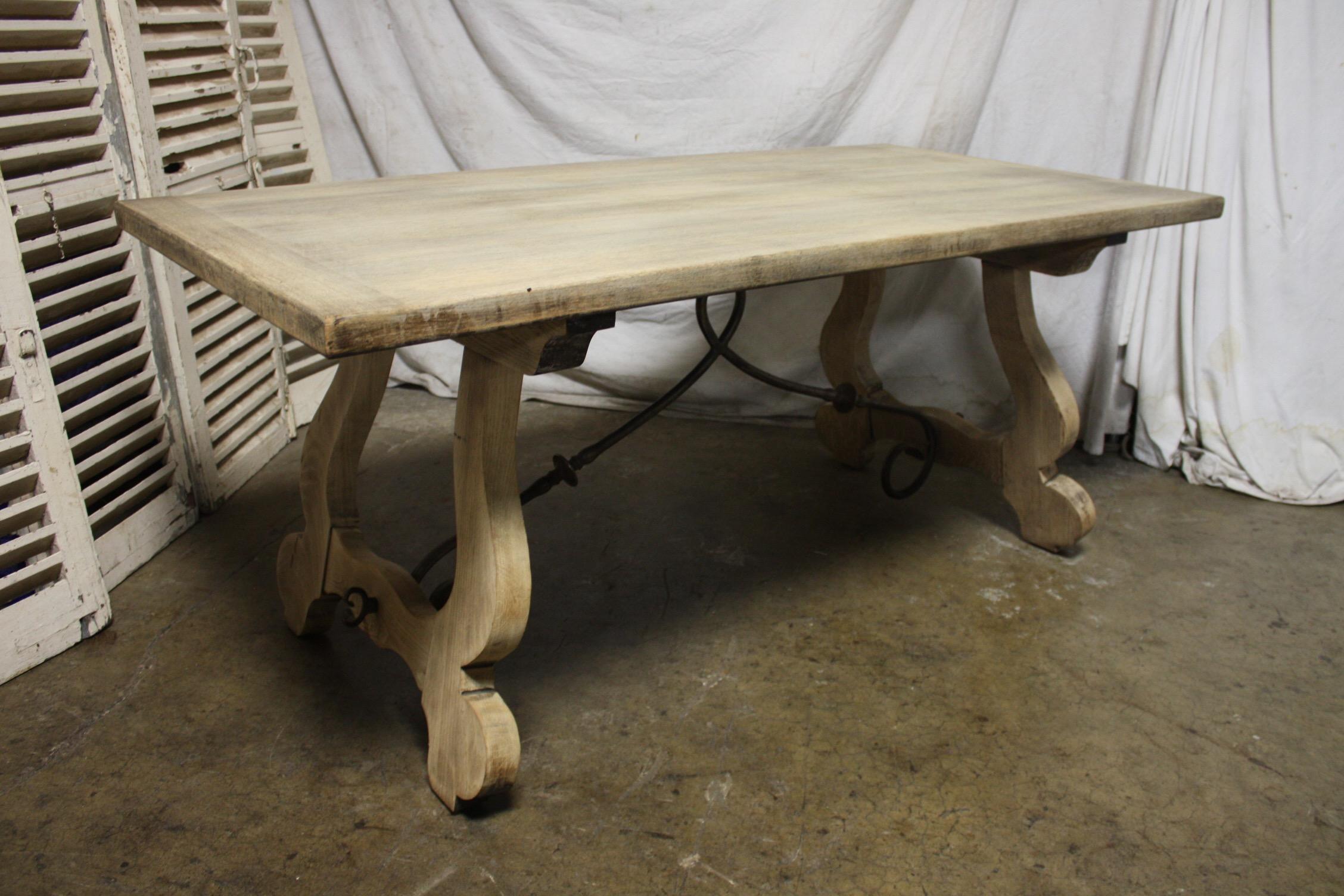Early 20th century French trestle dining table.