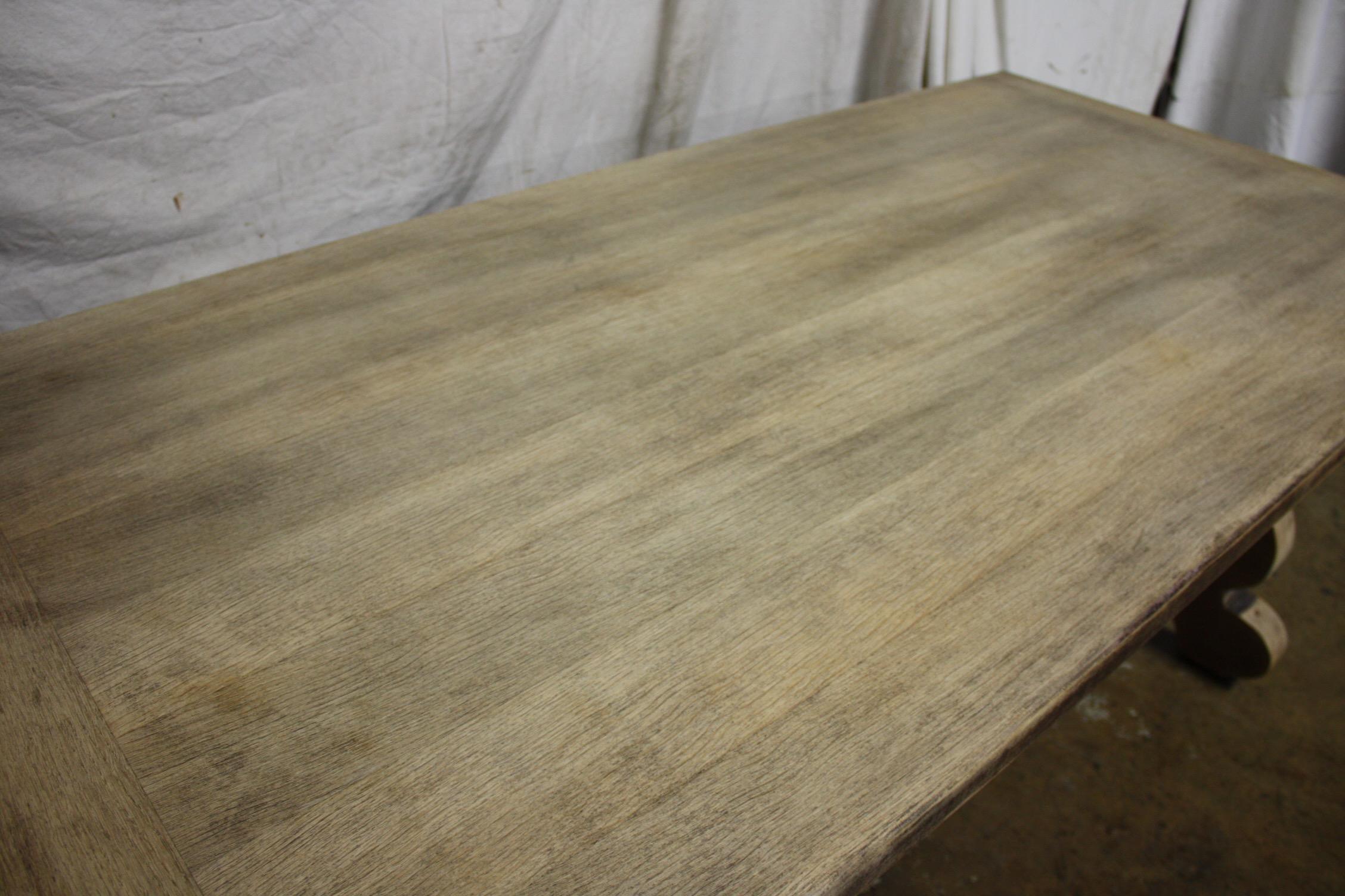 Bleached Early 20th Century French Trestle Dining Table