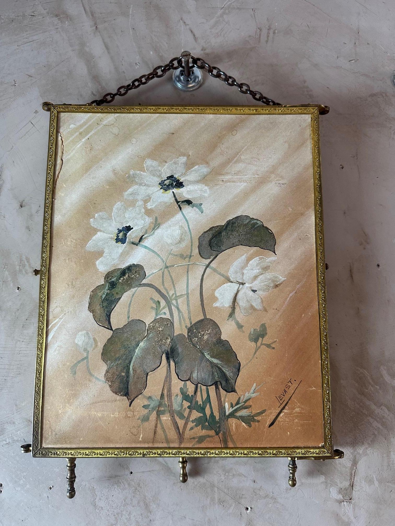 Miroir triptyque français du début du 20e siècle en bronze et peinture, années 1920 en vente 4
