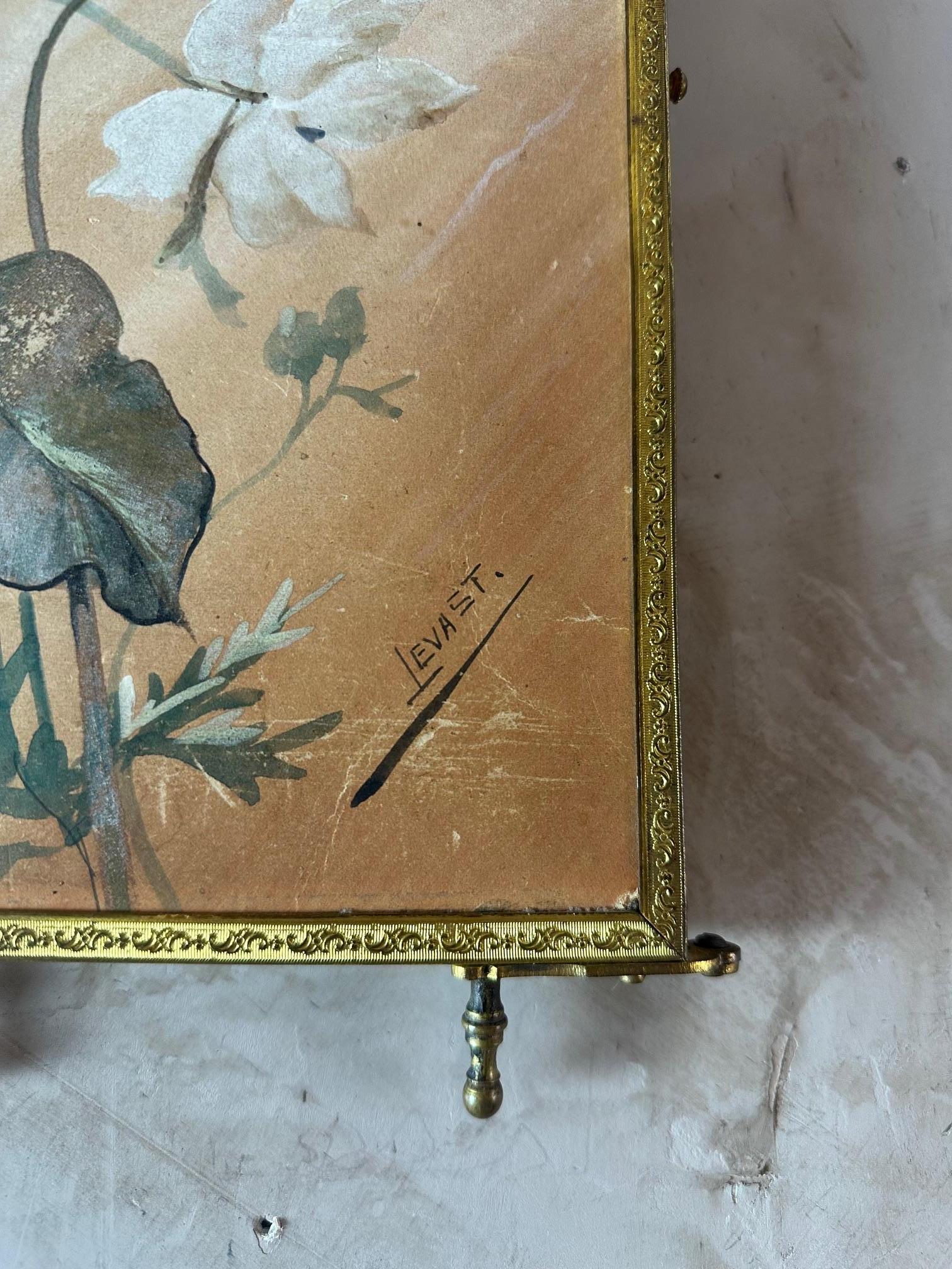 Miroir triptyque français du début du 20e siècle en bronze et peinture, années 1920 en vente 5