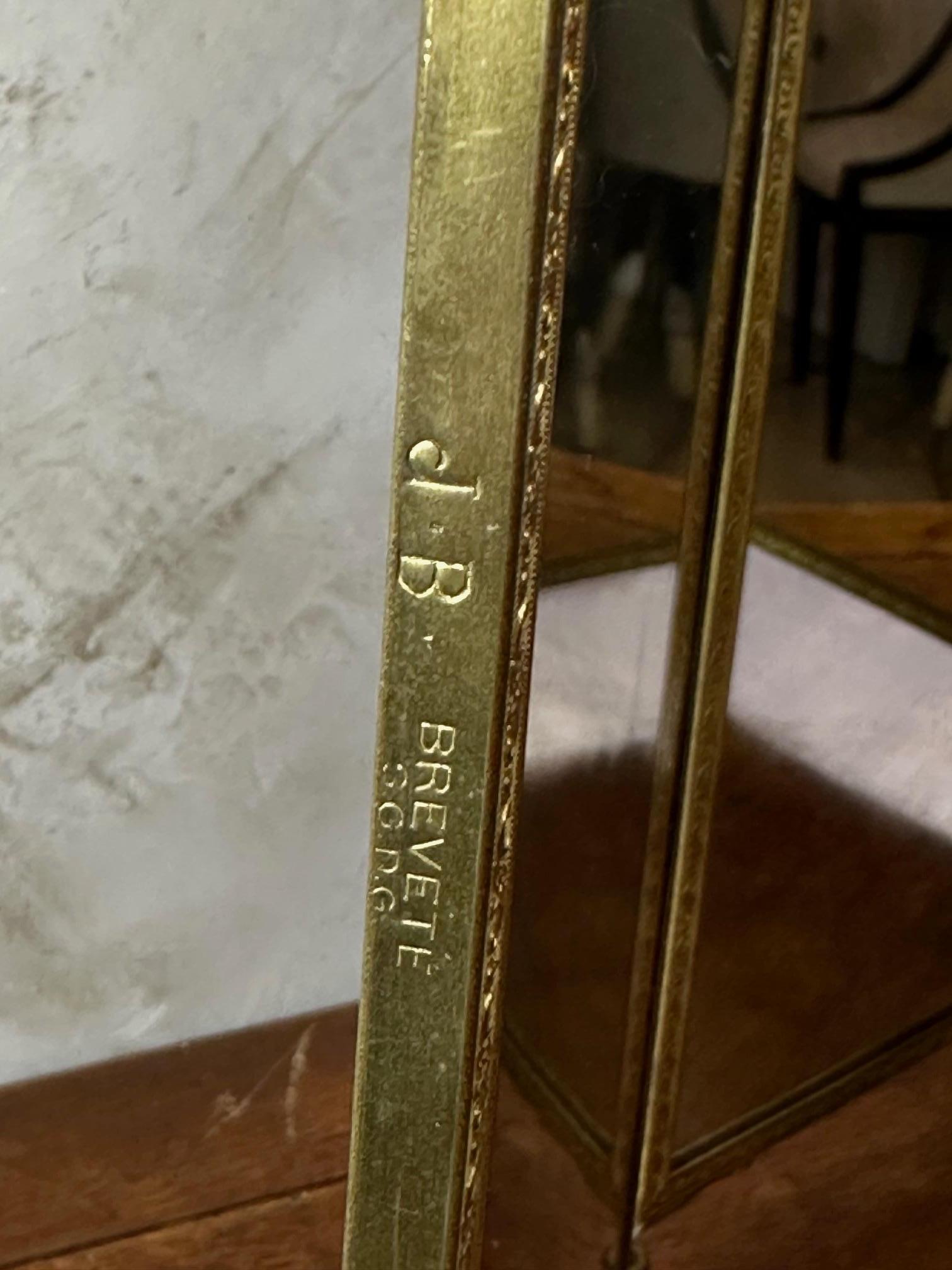 Miroir triptyque français du début du 20e siècle en bronze et peinture, années 1920 en vente 3