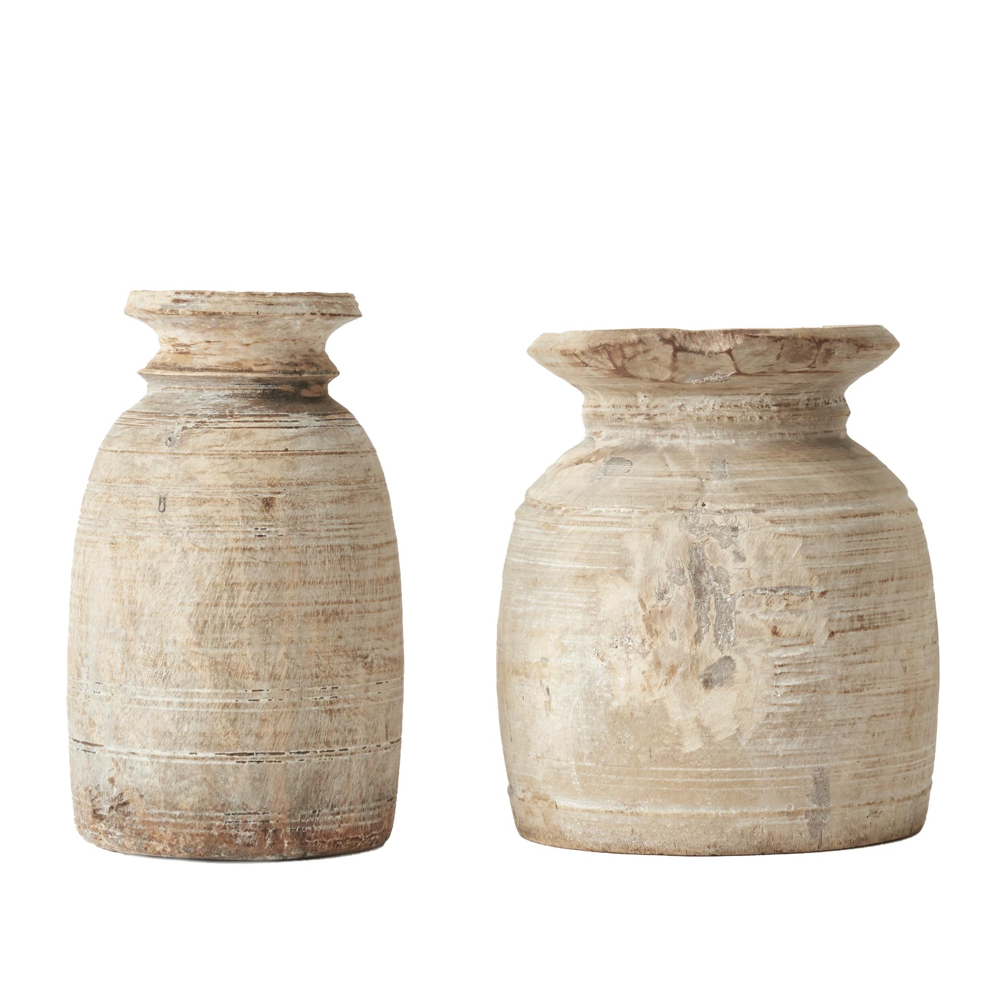 Early 20th Century French Turned Wood Vessel Pot Large For Sale