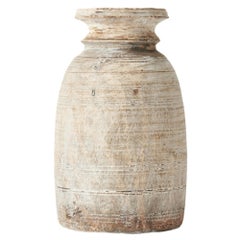 Early 20th Century French Turned Wood Vessel Pot - Medium