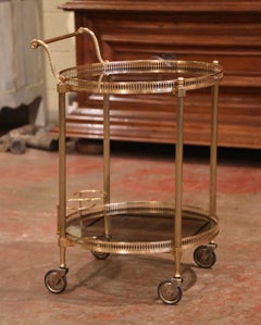 Early 20th Century French Two-Tier Brass Desert Table or Tea Cart on Wheels