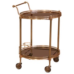 Early 20th Century French Two-Tier Brass Desert Table or Tea Cart on Wheels