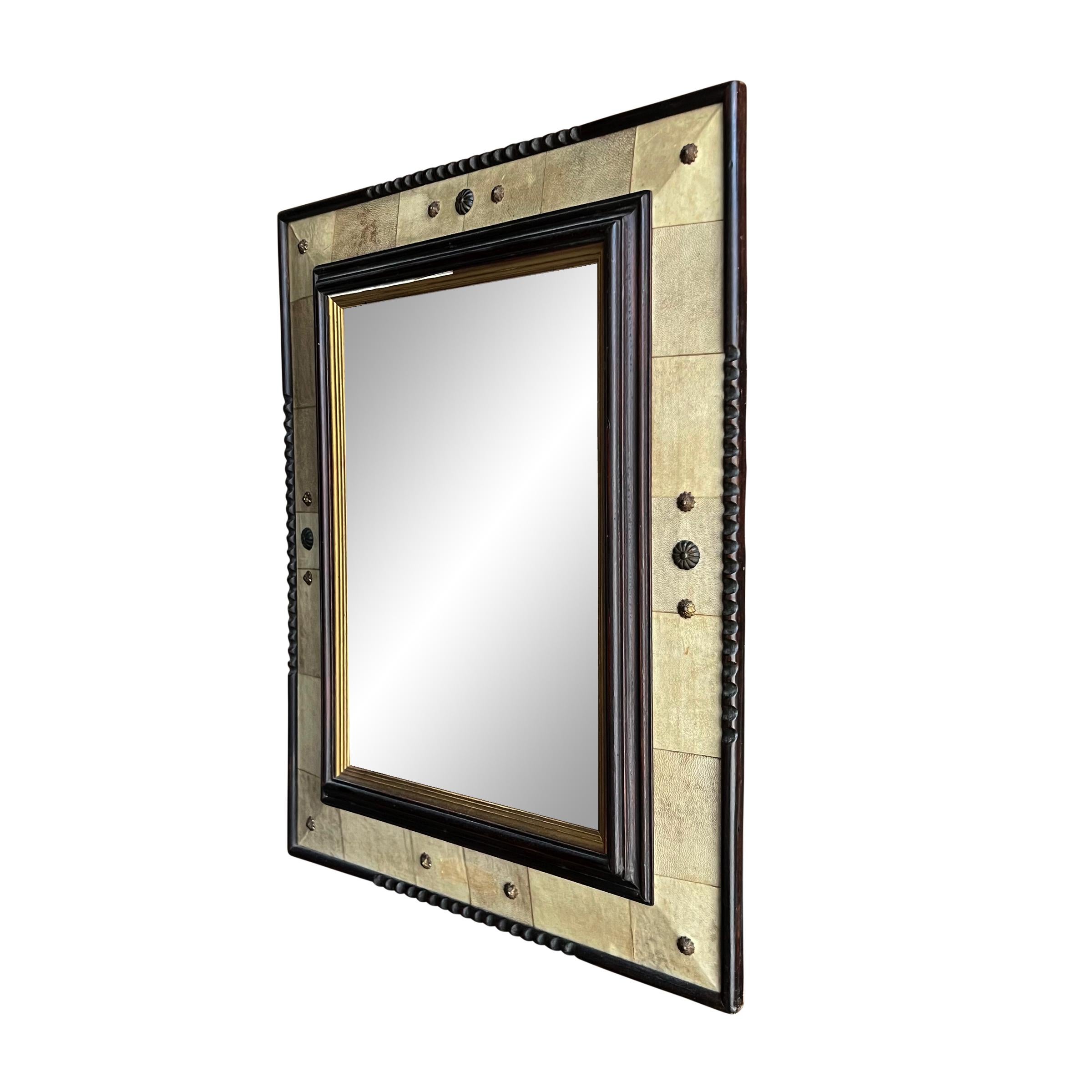Modern Early 20th Century French Velum Framed Mirror