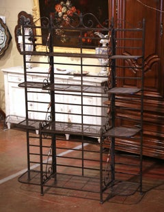 Early 20th Century French Verdigris Painted Iron and Brass Baker's Rack