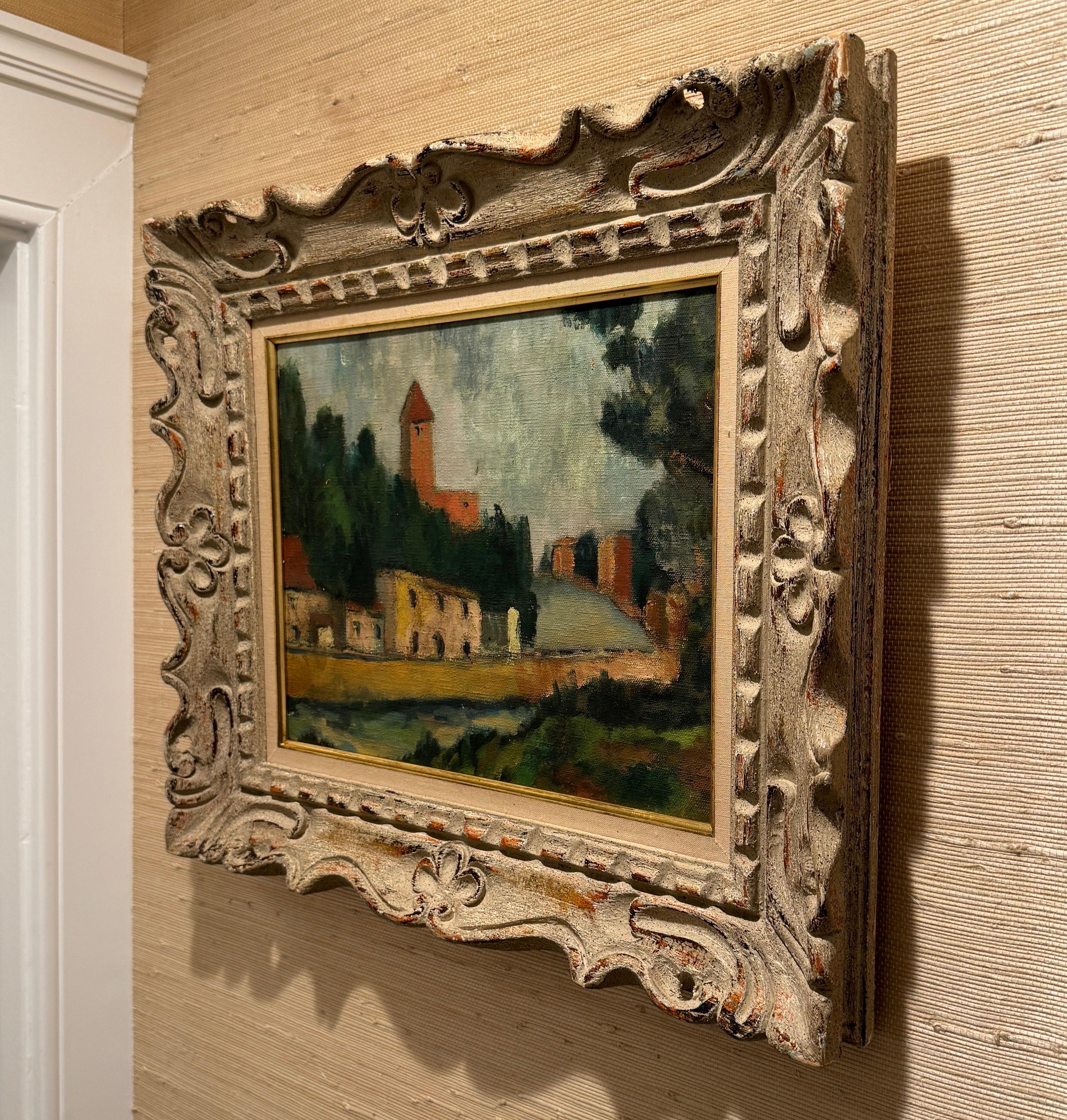 Early 20th Century French Village Landscape Oil Painting  For Sale 6