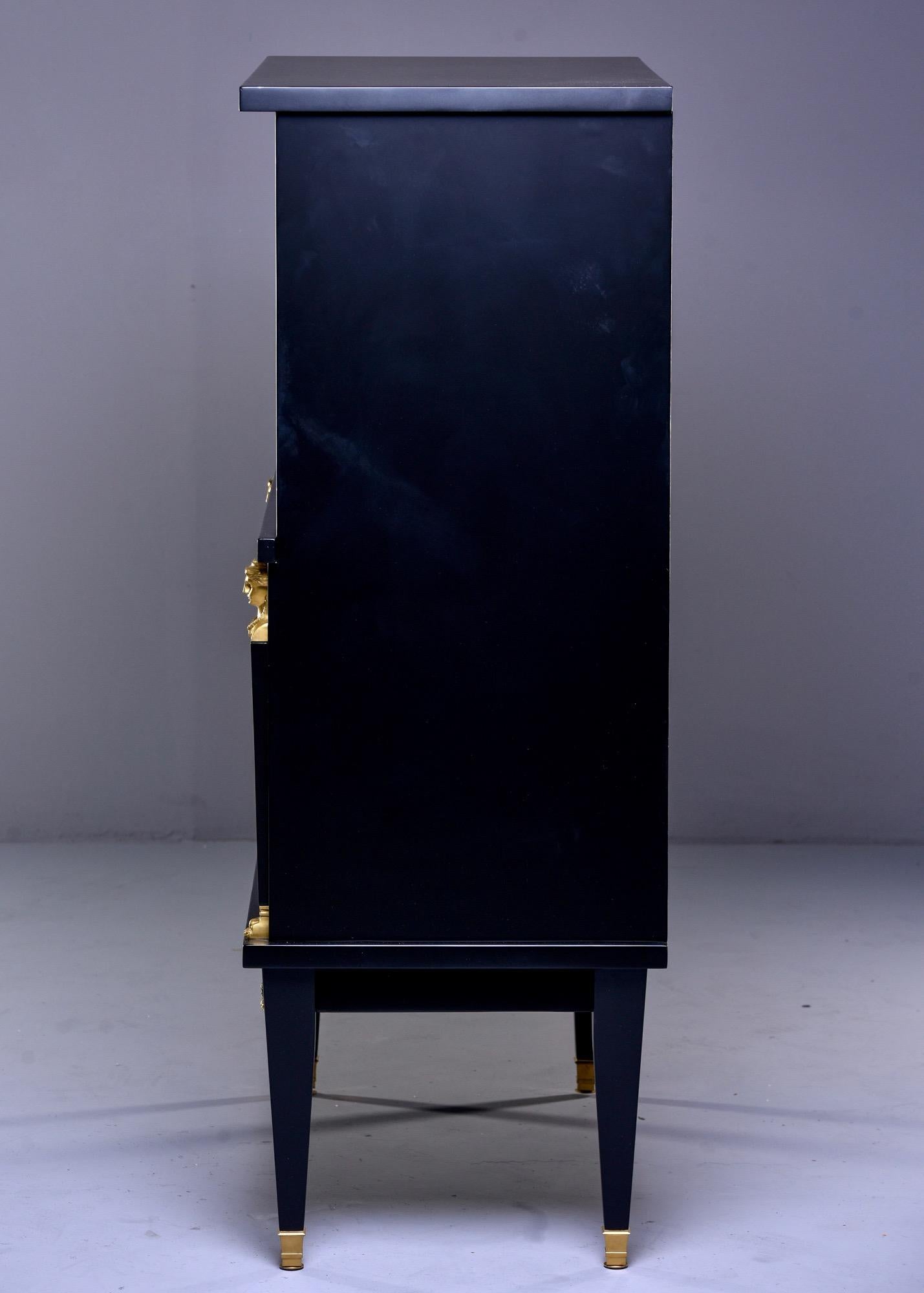 Early 20th Century French Vitrine or Dry Bar with Ebonized Finish and Brass Trim For Sale 1