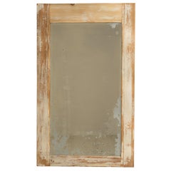 Early 20th Century French Wall Mirror, Distressed White Pine Finish