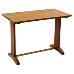 Early 20th Century French Walnut and Brass Bistro Table, Breakfast Table