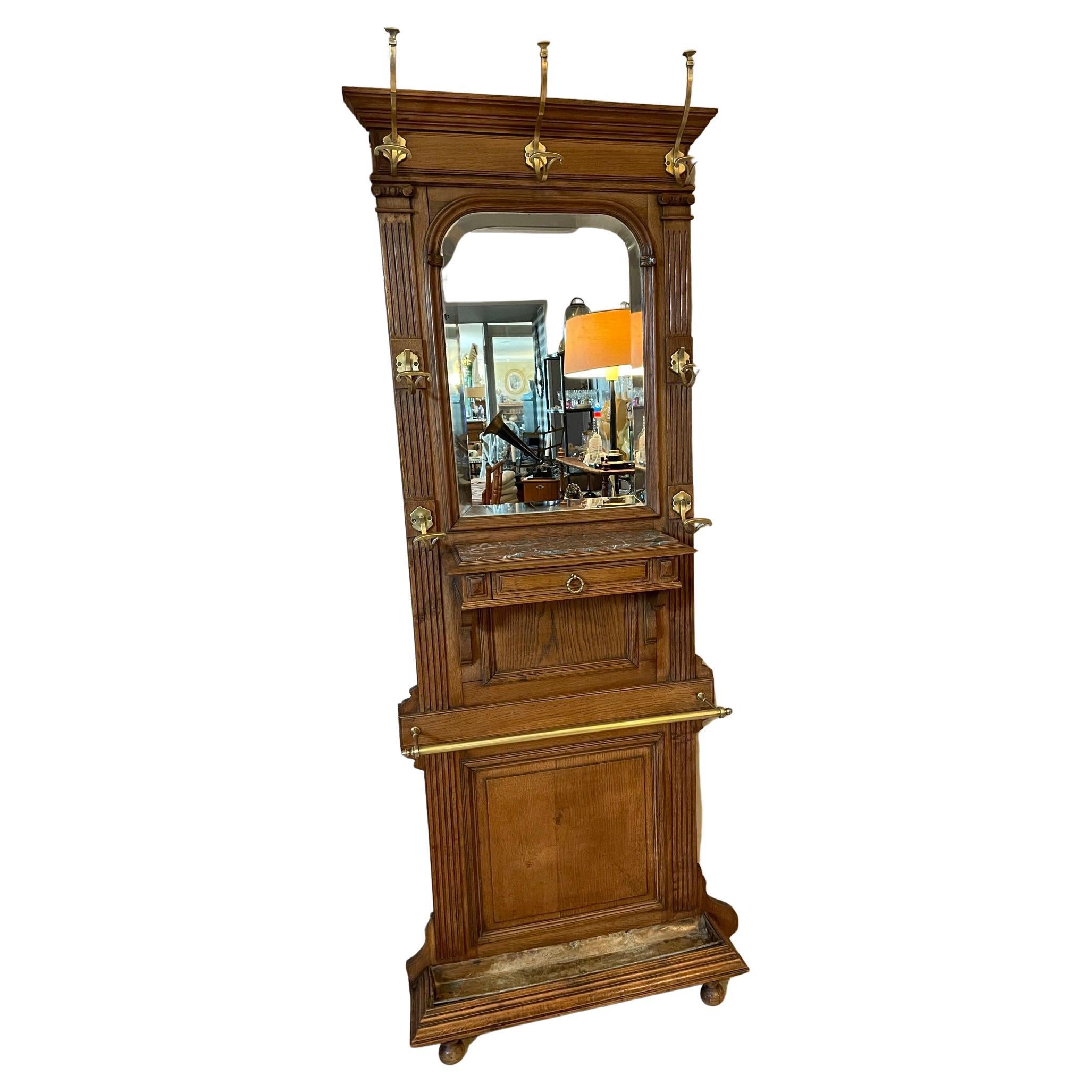 Early 20th Century French Brass and Walnut Free Standing Jacket and