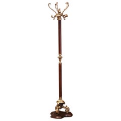 Early 20th Century French Walnut and Gilt Brass Standing Hall Tree