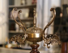 Early 20th Century French Walnut Barley Twist and Gilt Brass Standing Hall Tree