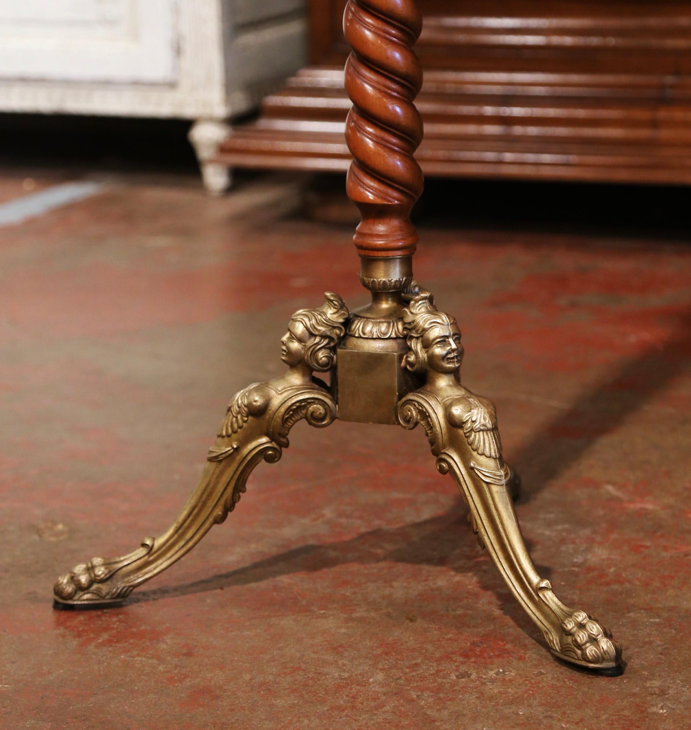 Early 20th Century French Walnut Barley Twist and Gilt Brass Standing Hall Tree 3