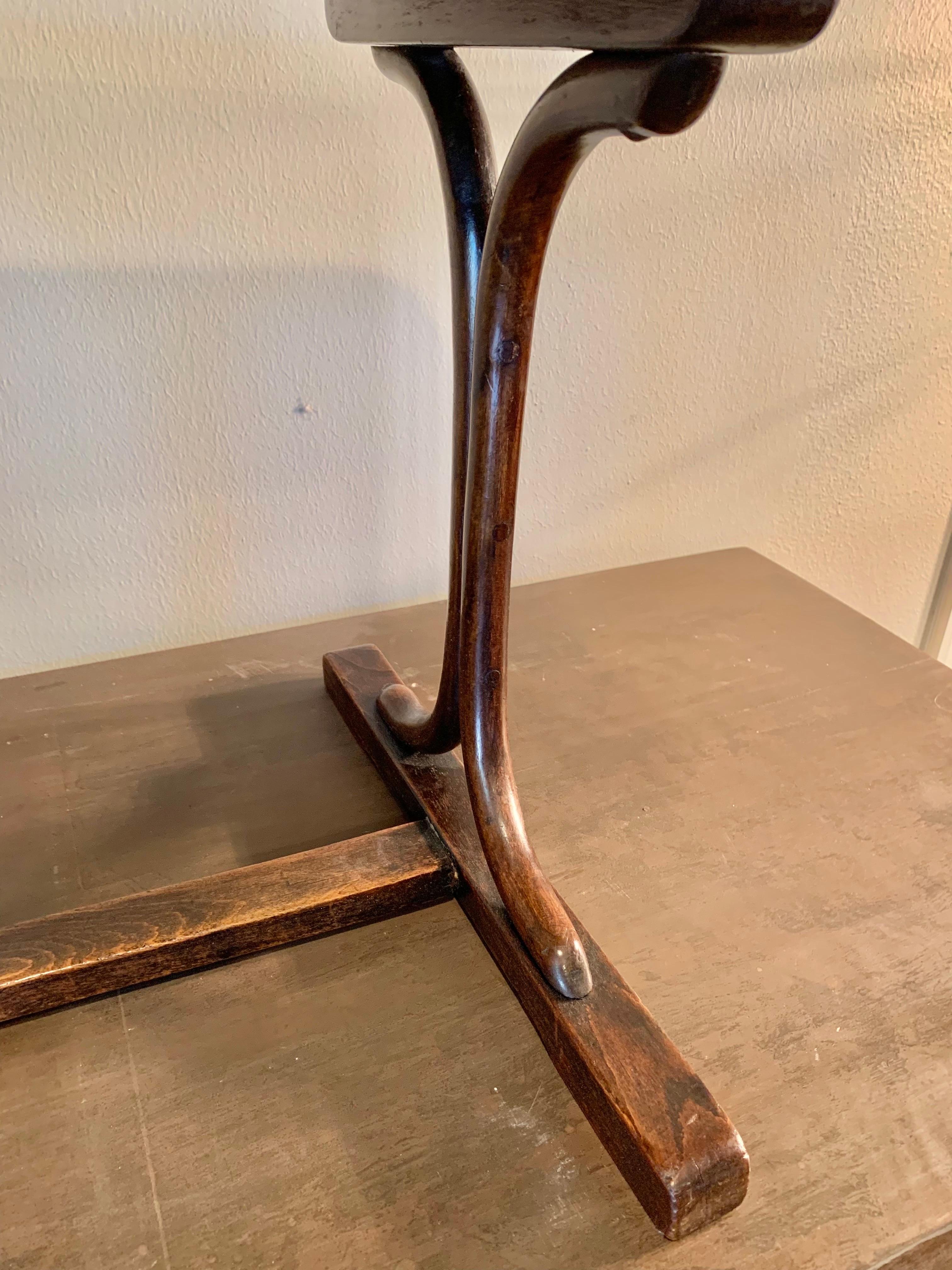 Early 20th Century French Walnut Bentwood Trestle Side Table For Sale 6