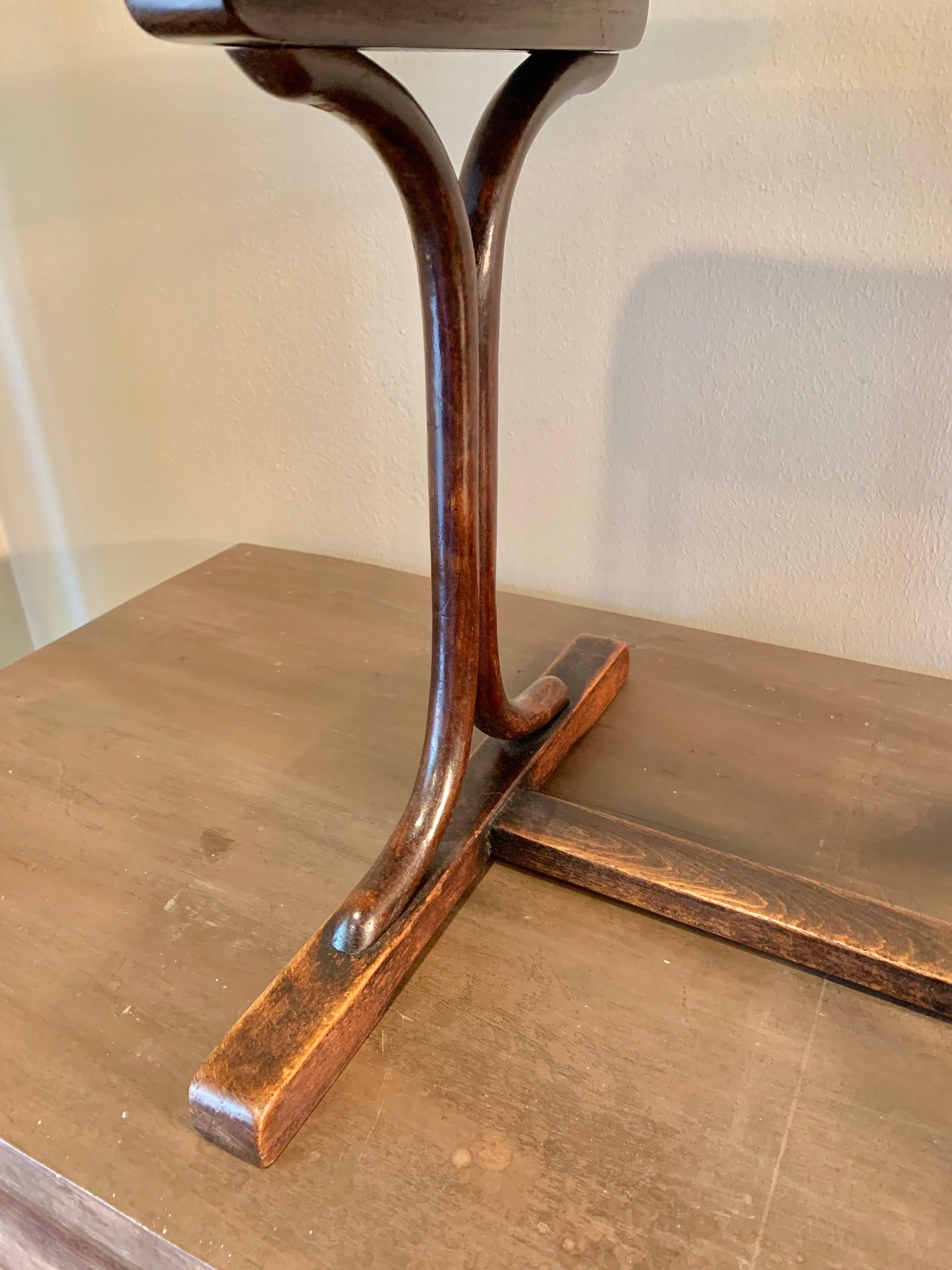 Early 20th Century French Walnut Bentwood Trestle Side Table For Sale 5