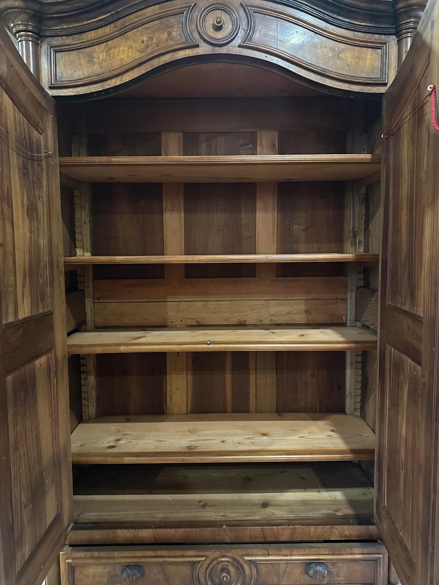 Early 20th century French Walnut Cupboard with Mirror, 1900s For Sale 9