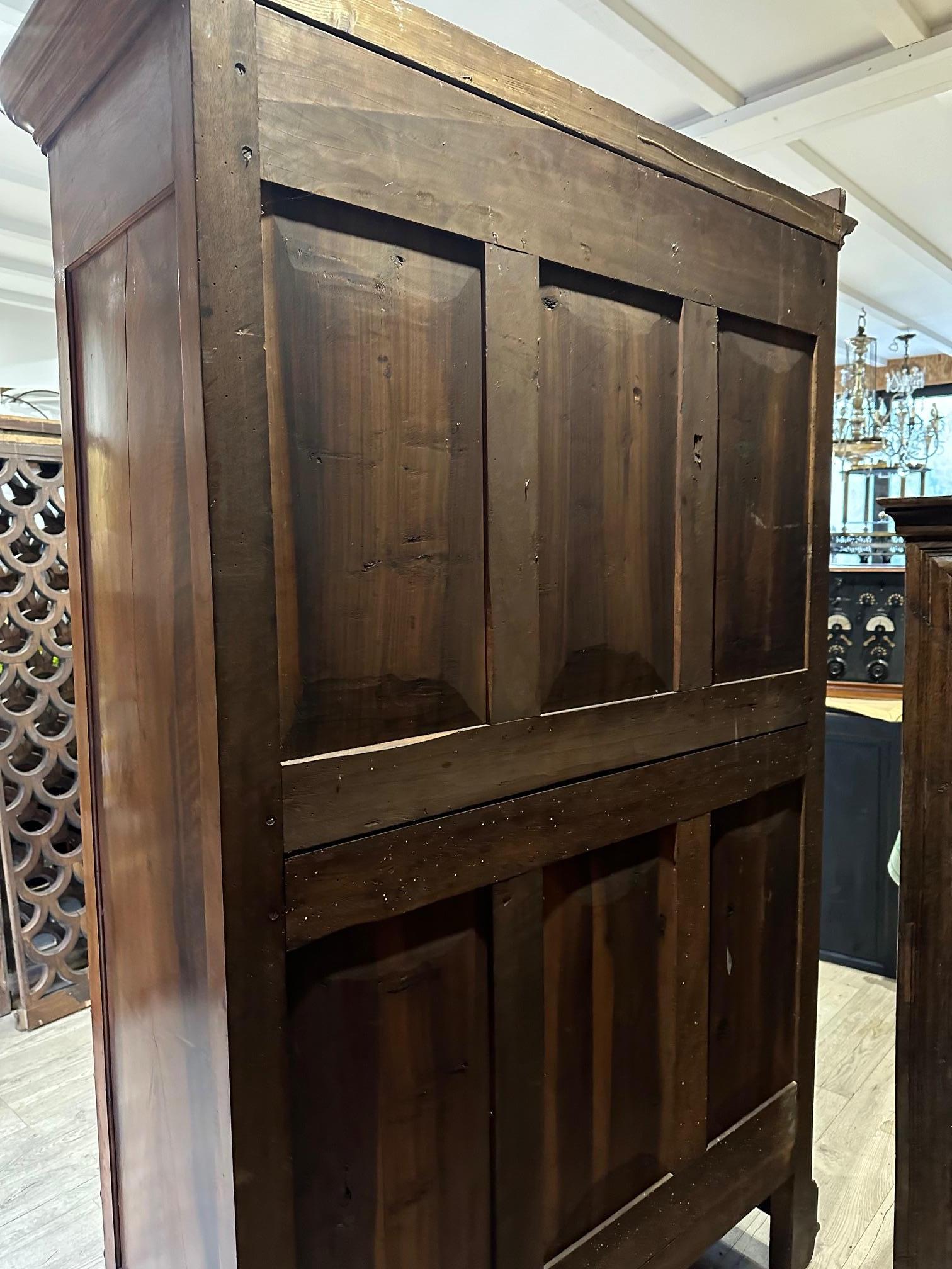 Early 20th century French Walnut Cupboard with Mirror, 1900s For Sale 14