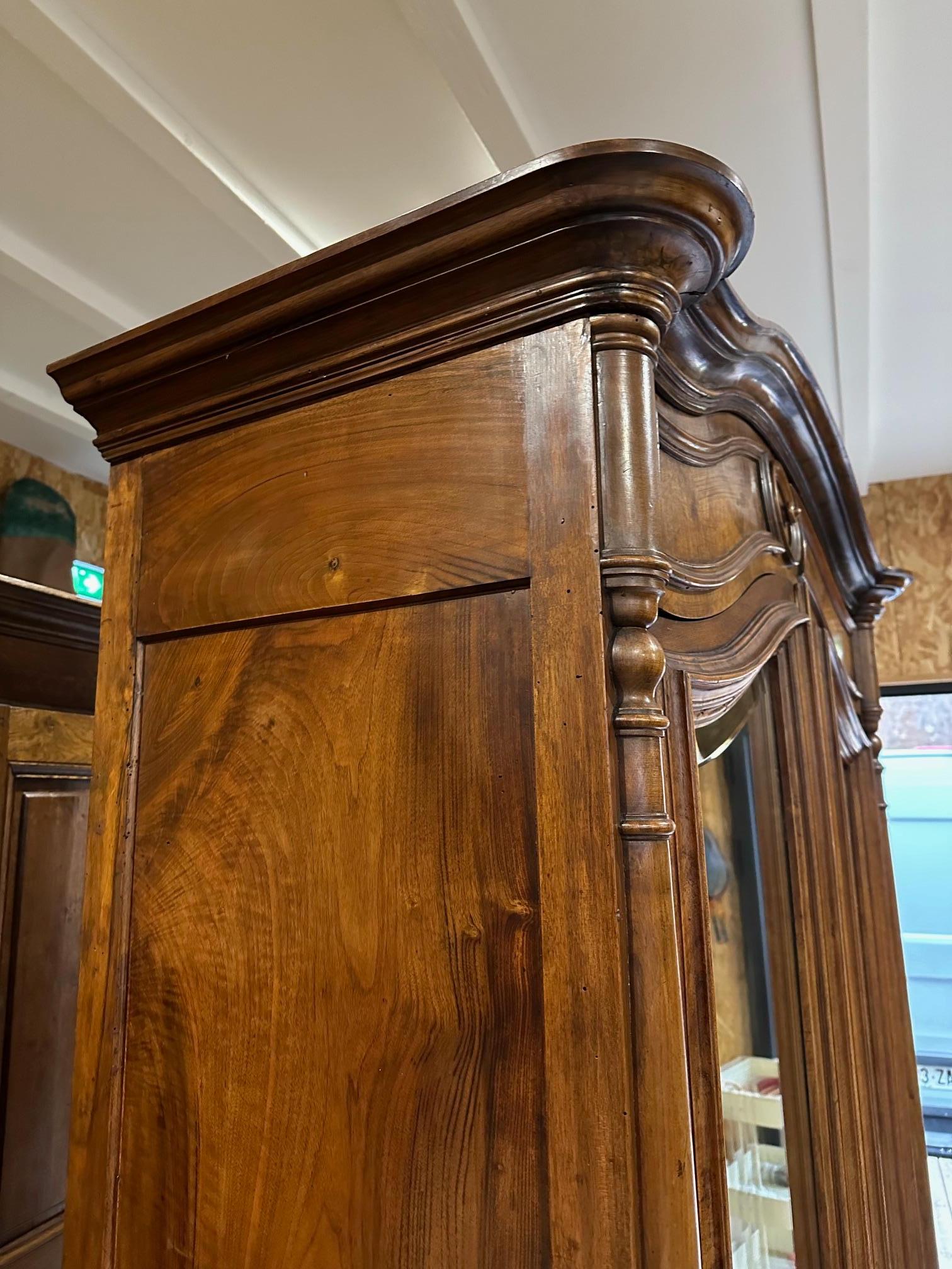 Early 20th century French Walnut Cupboard with Mirror, 1900s For Sale 3
