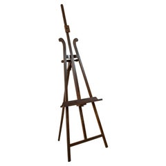 Early 20th Century French Walnut Floor Easel with Adjustable Tray