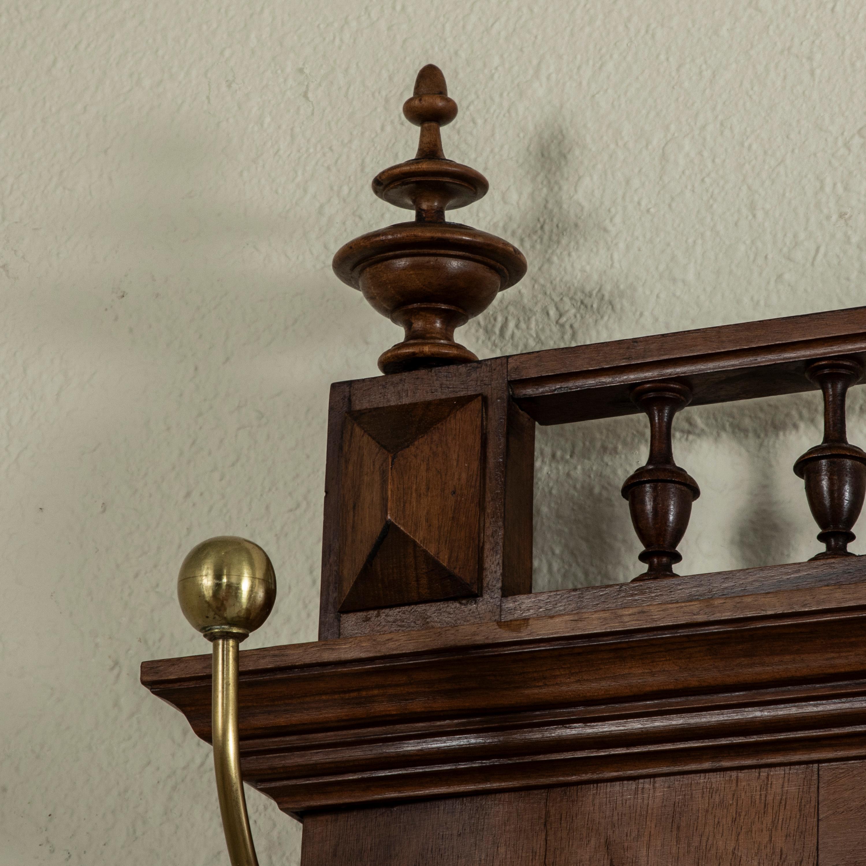Early 20th Century French Walnut Hall Tree with Beveled Glass Mirror For Sale 6