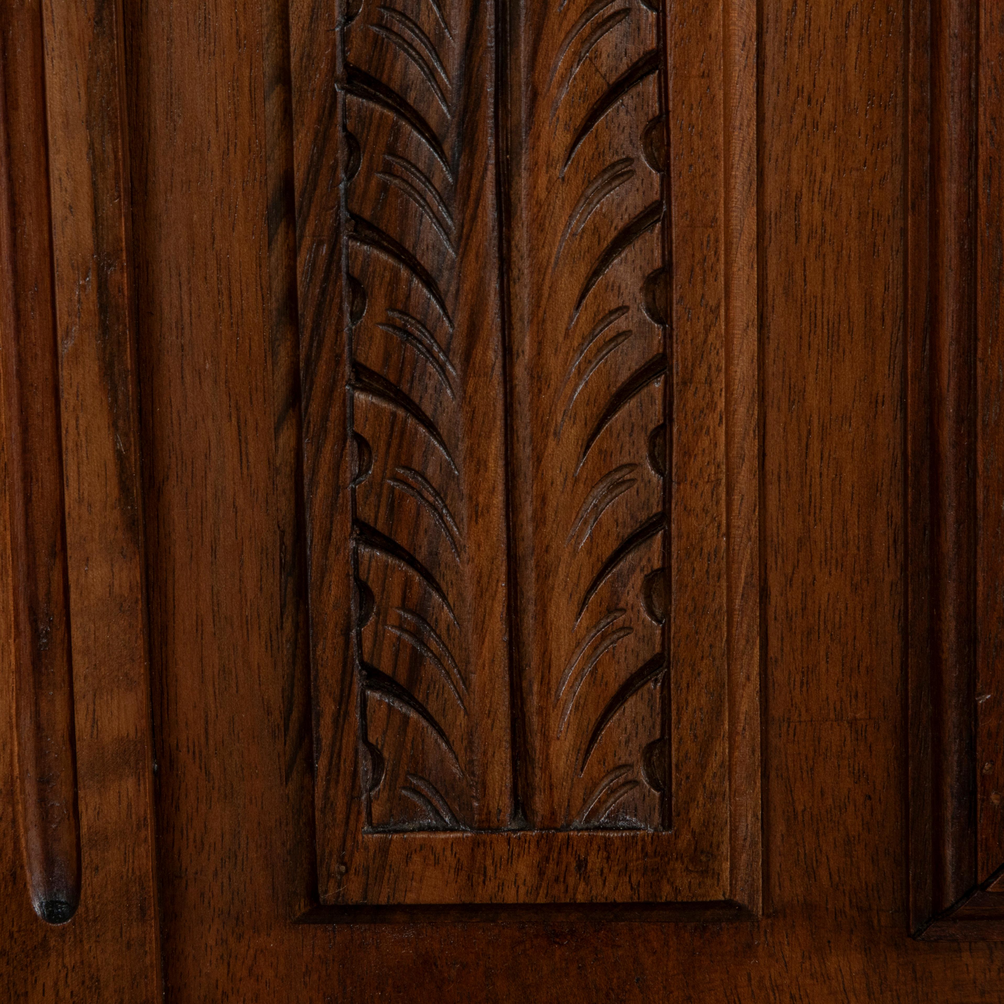 Early 20th Century French Walnut Hall Tree with Beveled Glass Mirror For Sale 11