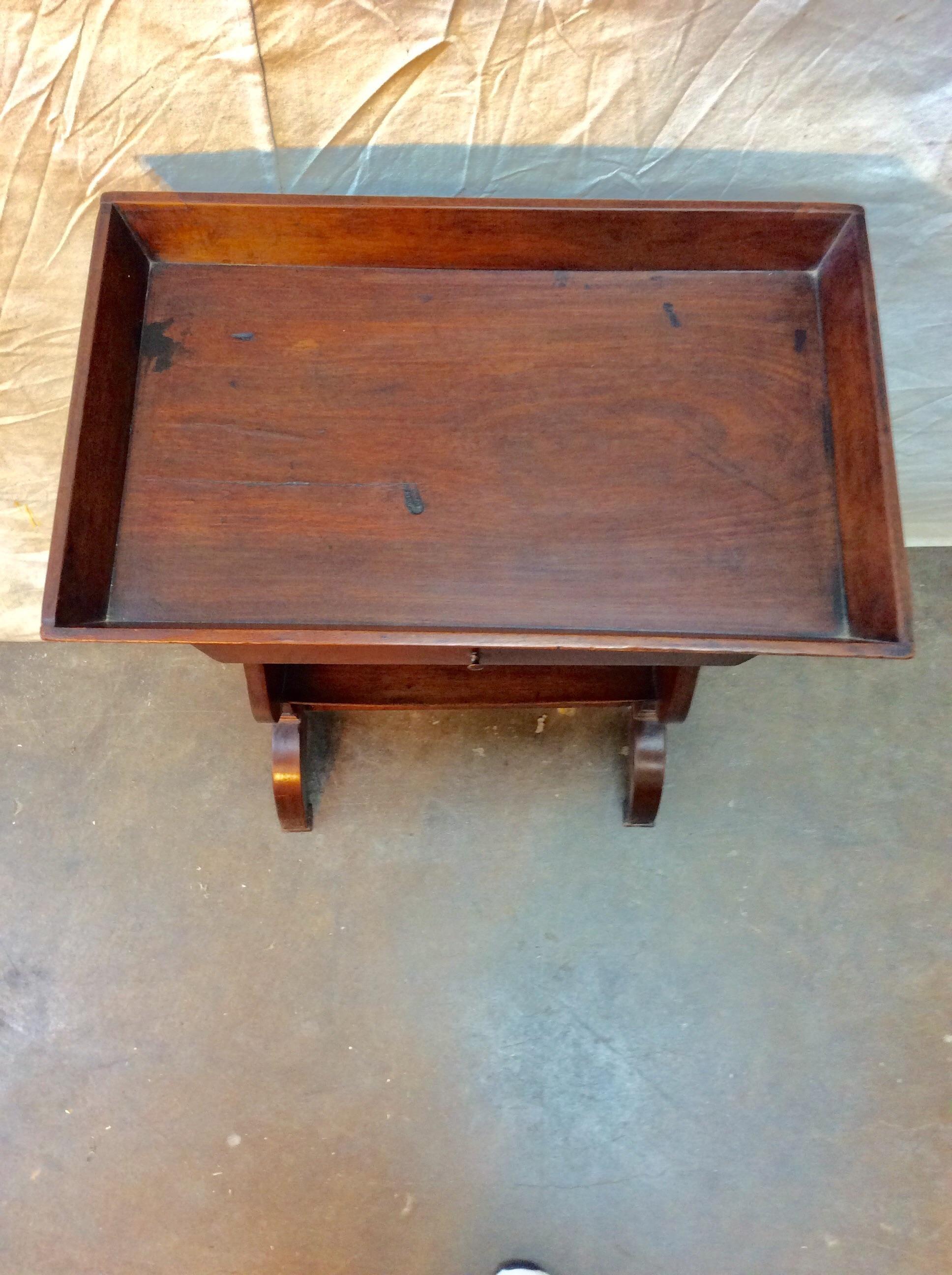 Brass Early 20th Century French Walnut One Drawer Side Table For Sale