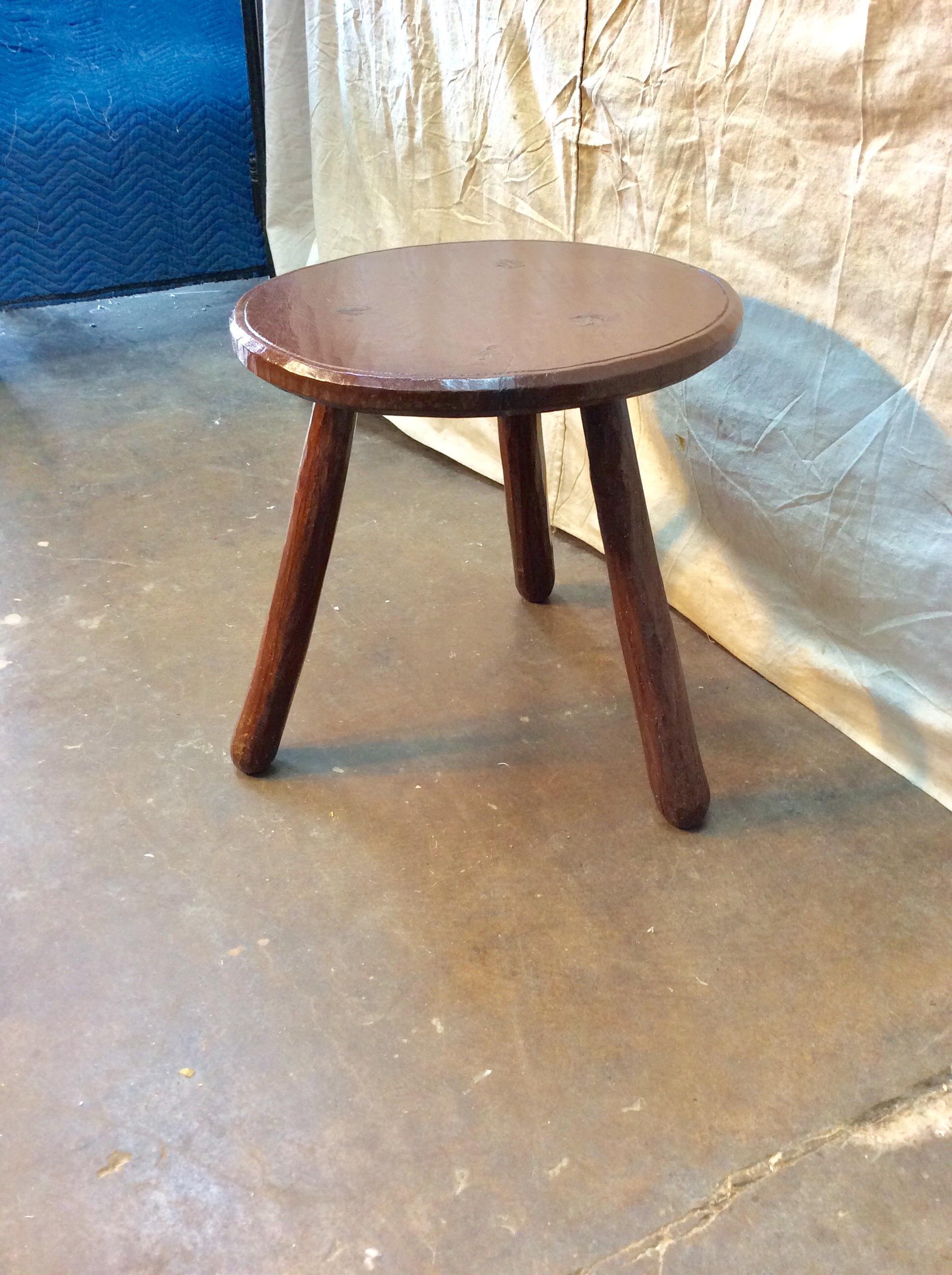 Hand-Crafted Early 20th Century French Walnut Patinated Side Table