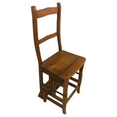 Early 20th Century French Walnut Stepladder Chair, 1920s