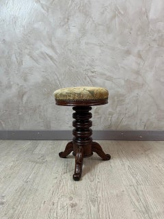 Early 20th century French Walnut Swivel Piano Stool, 1900s