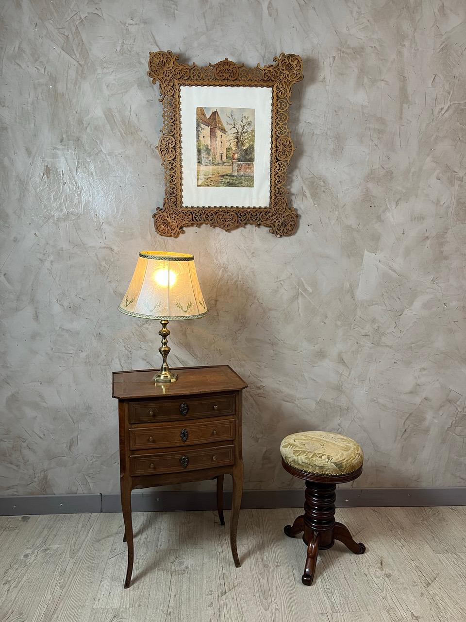 Early 20th century French Walnut Swivel Piano Stool, 1900s For Sale 4
