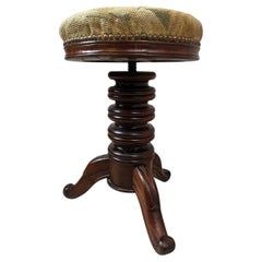 Antique Early 20th century French Walnut Swivel Piano Stool, 1900s