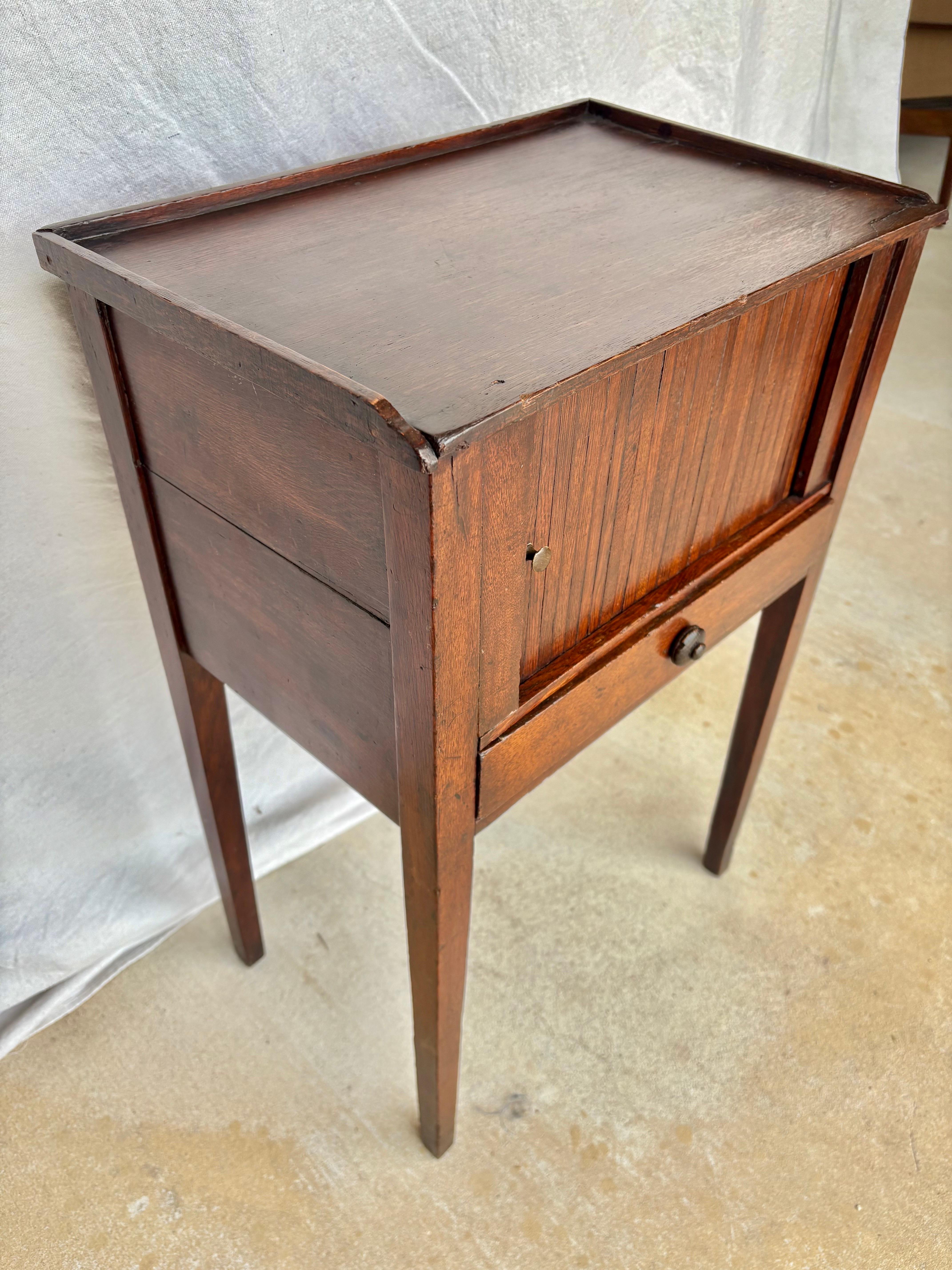 Early 20th Century French Walnut Tambour Door Side Table 7