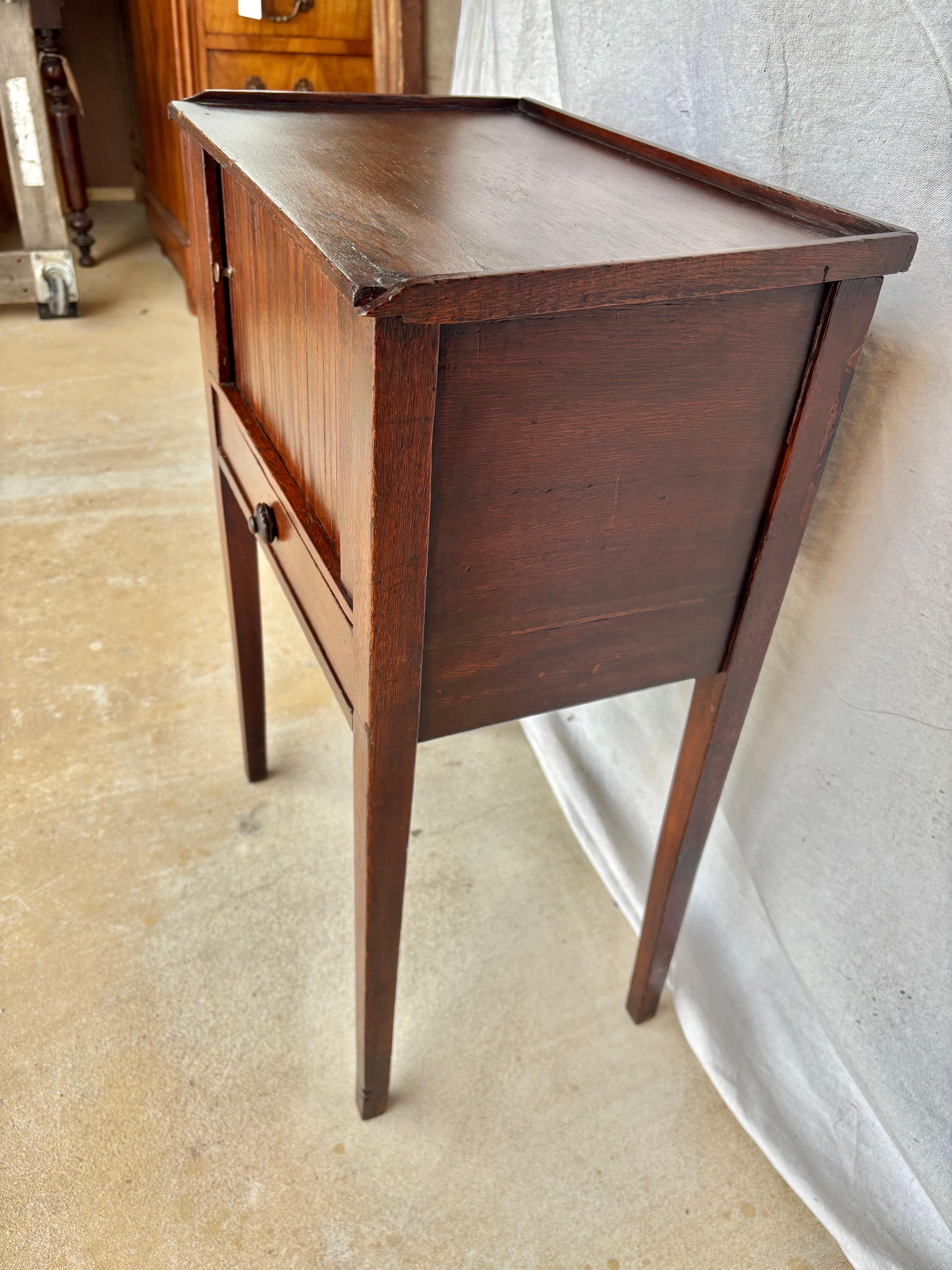 Early 20th Century French Walnut Tambour Door Side Table 10