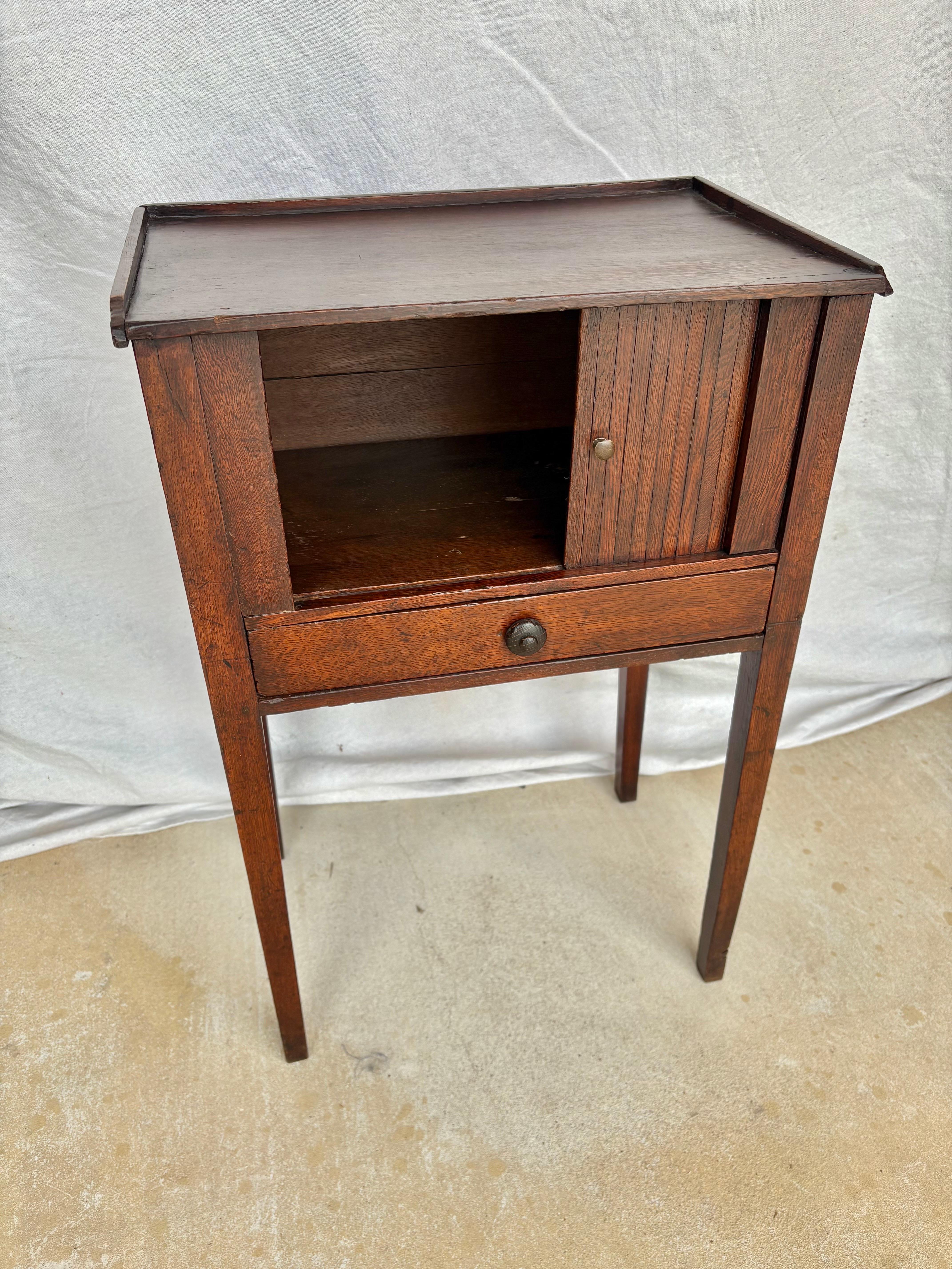 Early 20th Century French Walnut Tambour Door Side Table 1