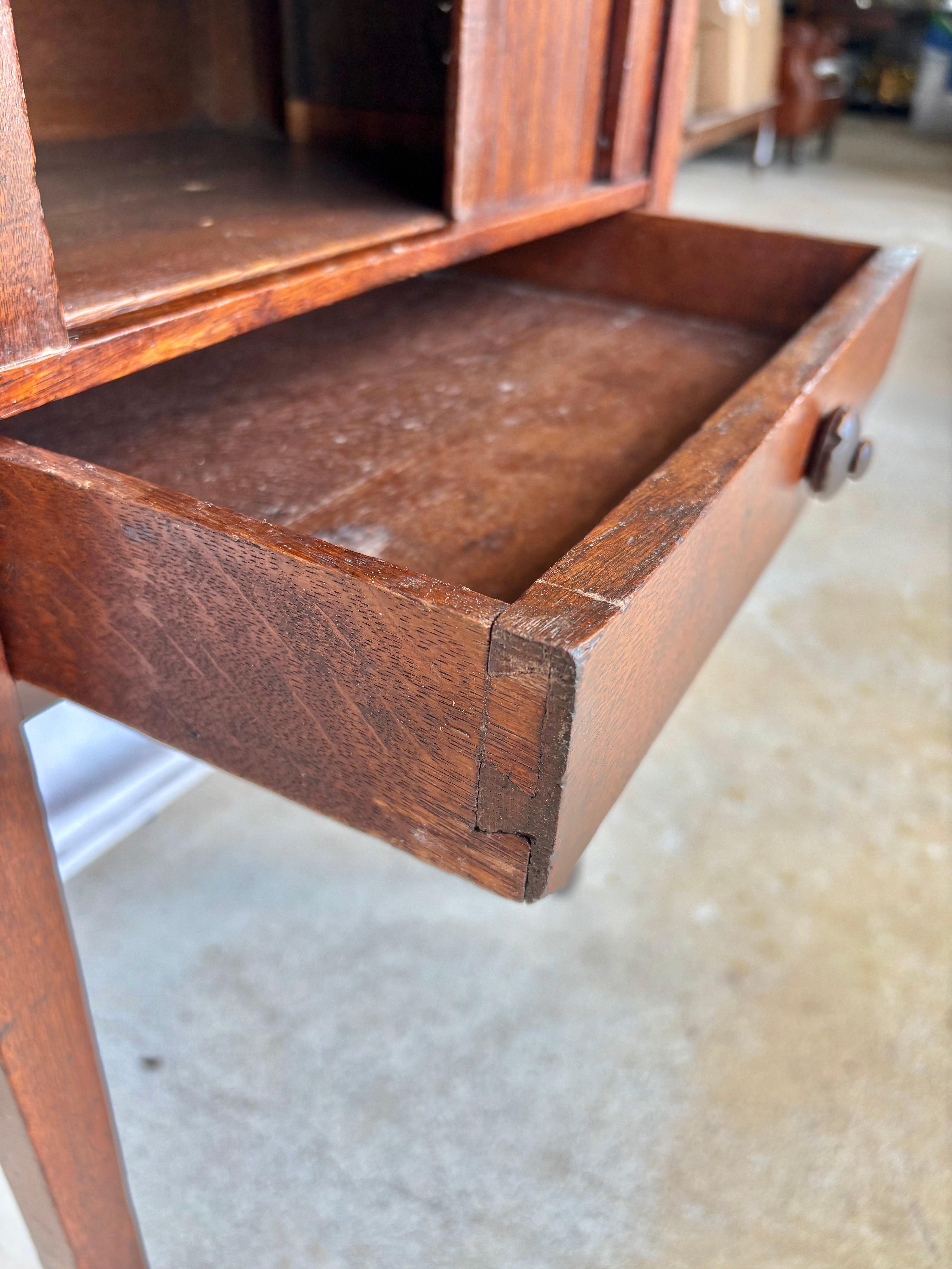 Early 20th Century French Walnut Tambour Door Side Table 3