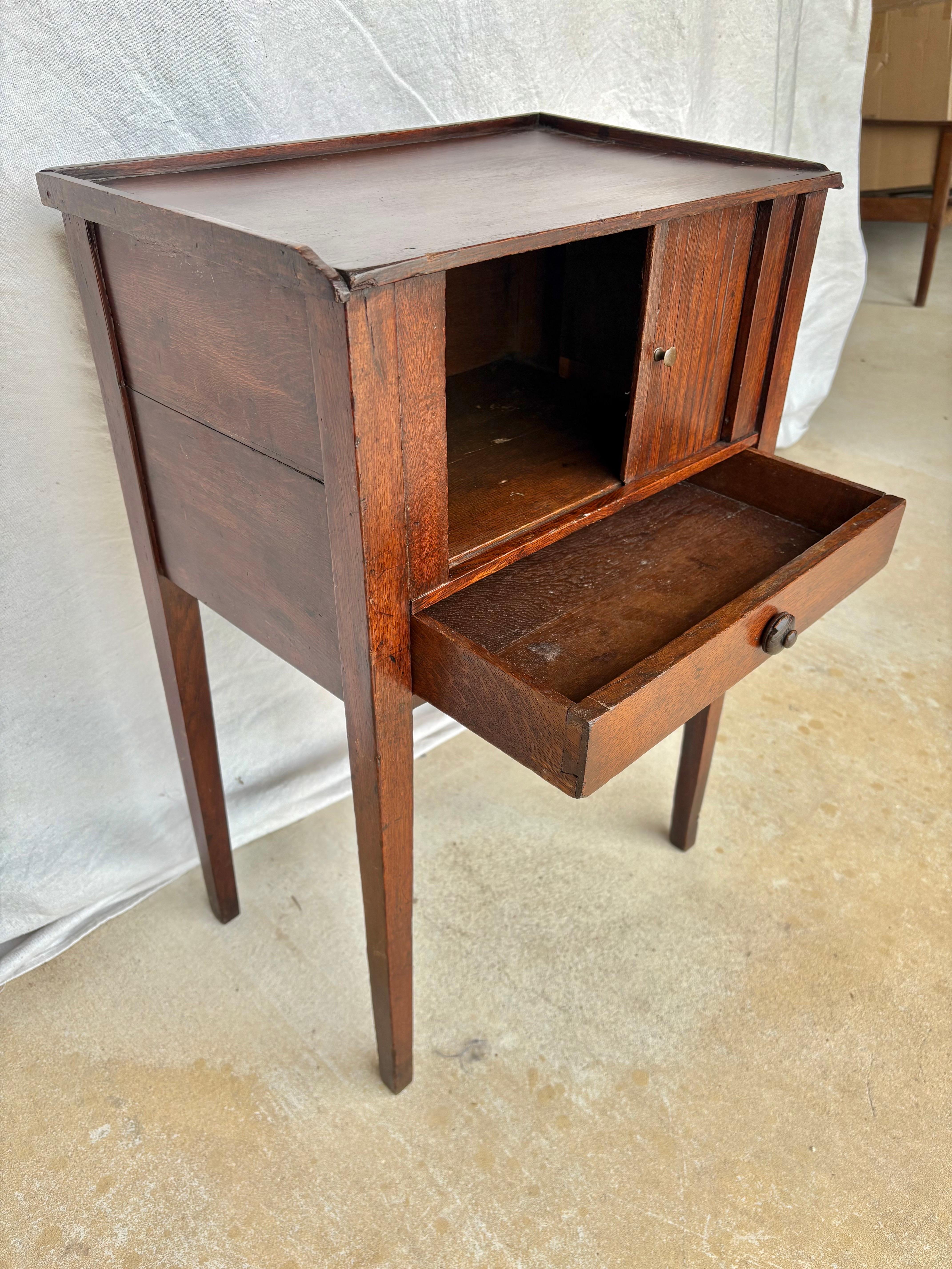 Early 20th Century French Walnut Tambour Door Side Table 4