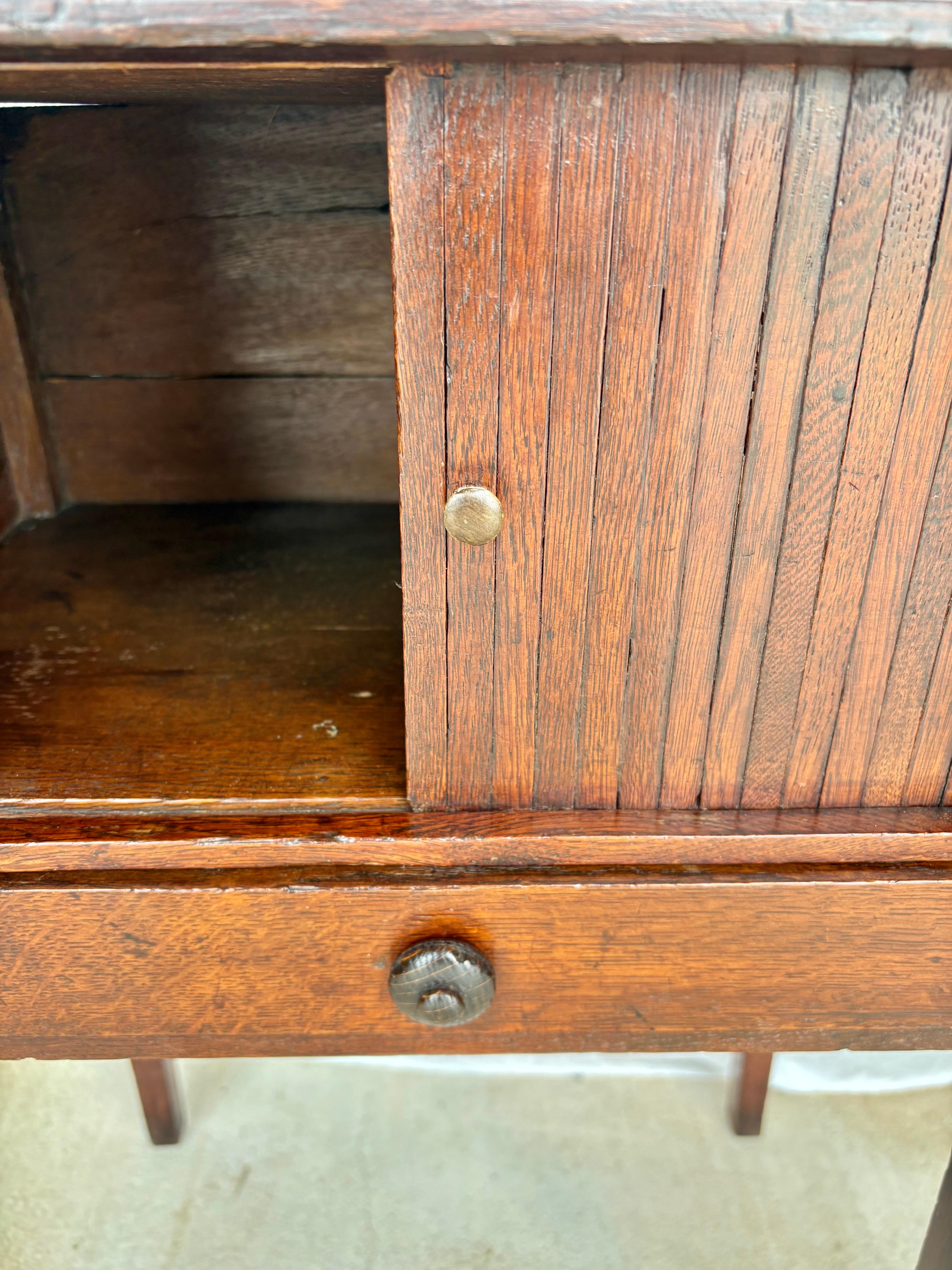 Early 20th Century French Walnut Tambour Door Side Table 5