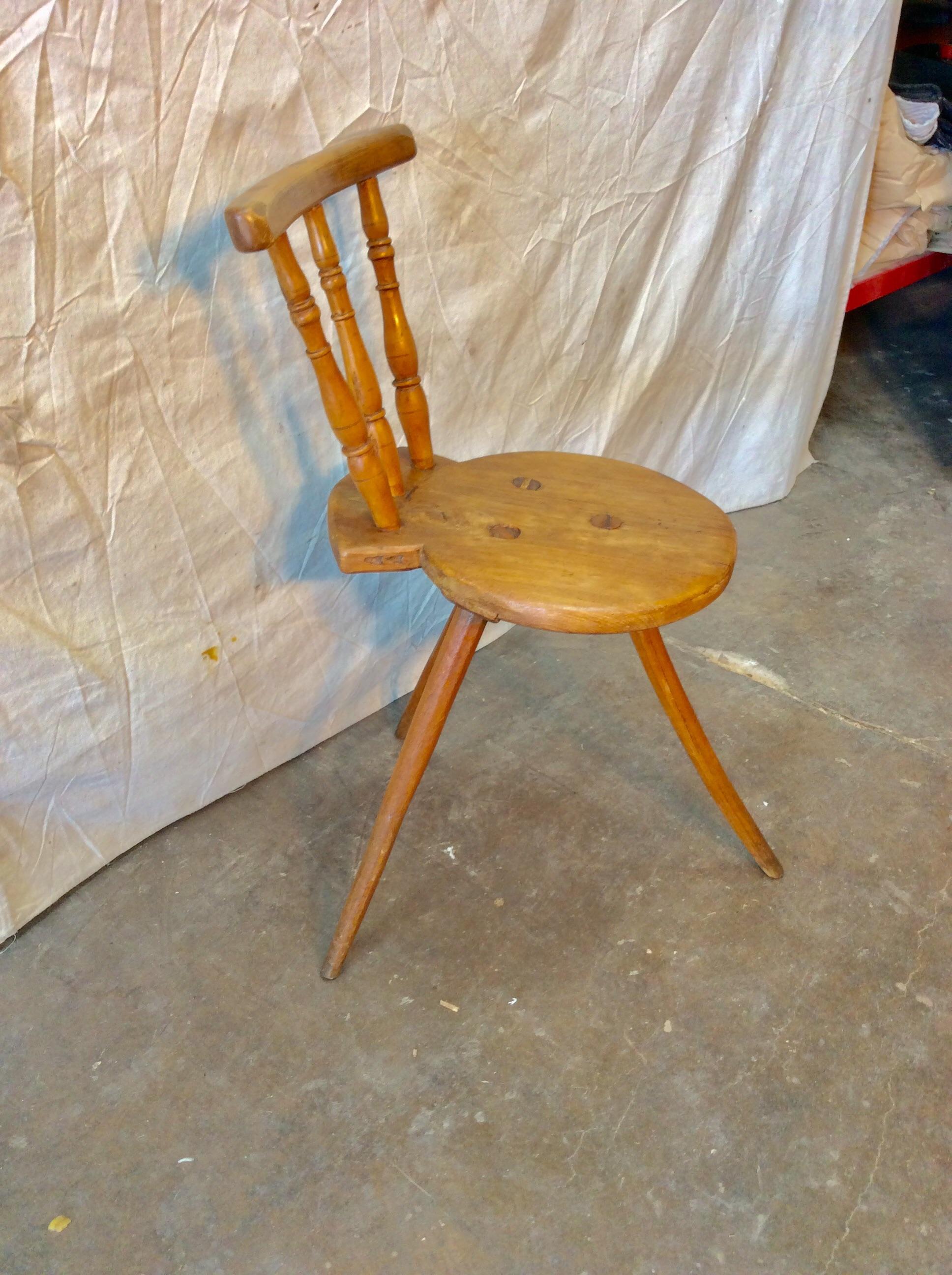 Early 20th Century French Walnut Tripod Accent Chair 7