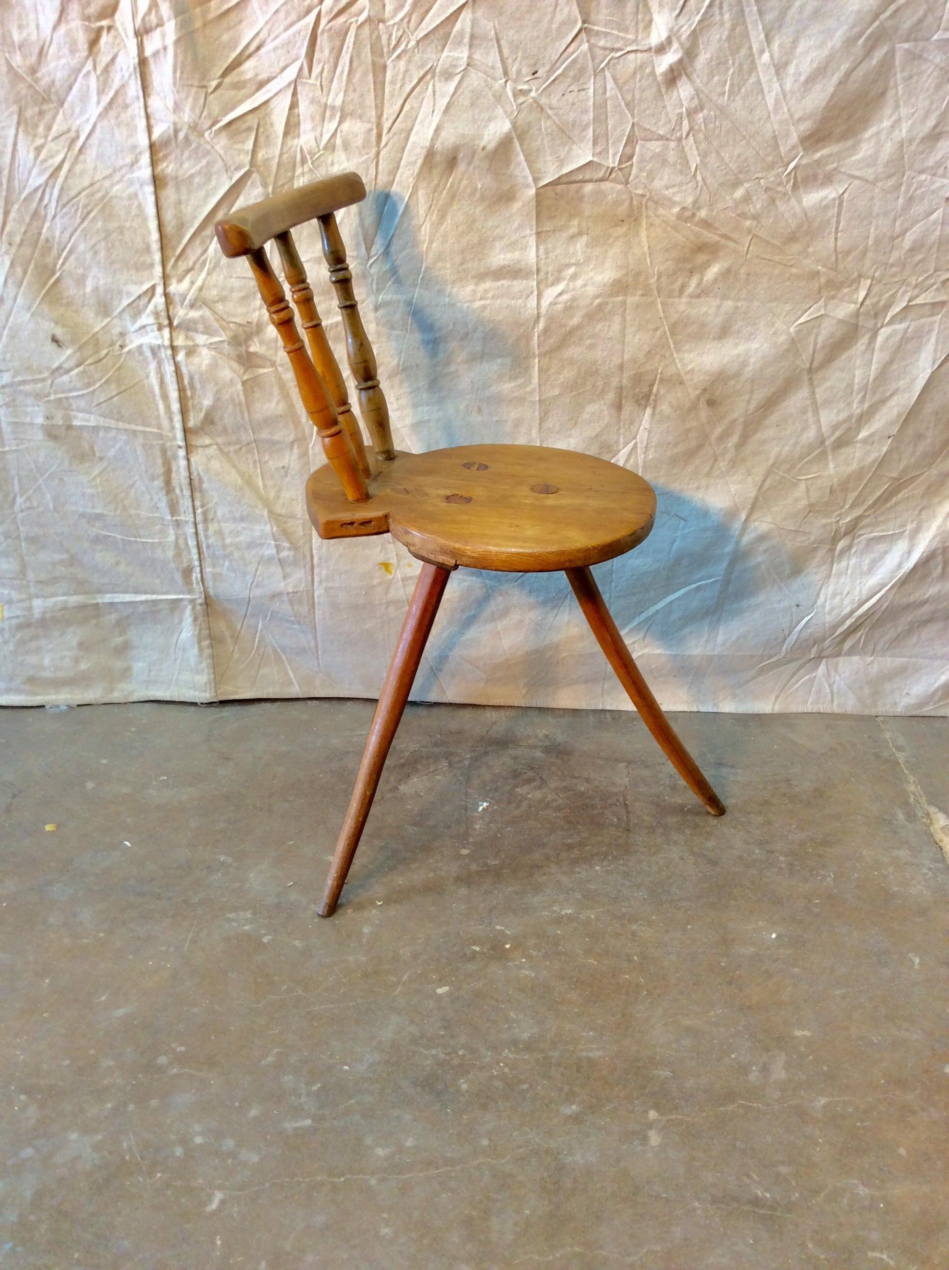 Early 20th Century French Walnut Tripod Accent Chair 2