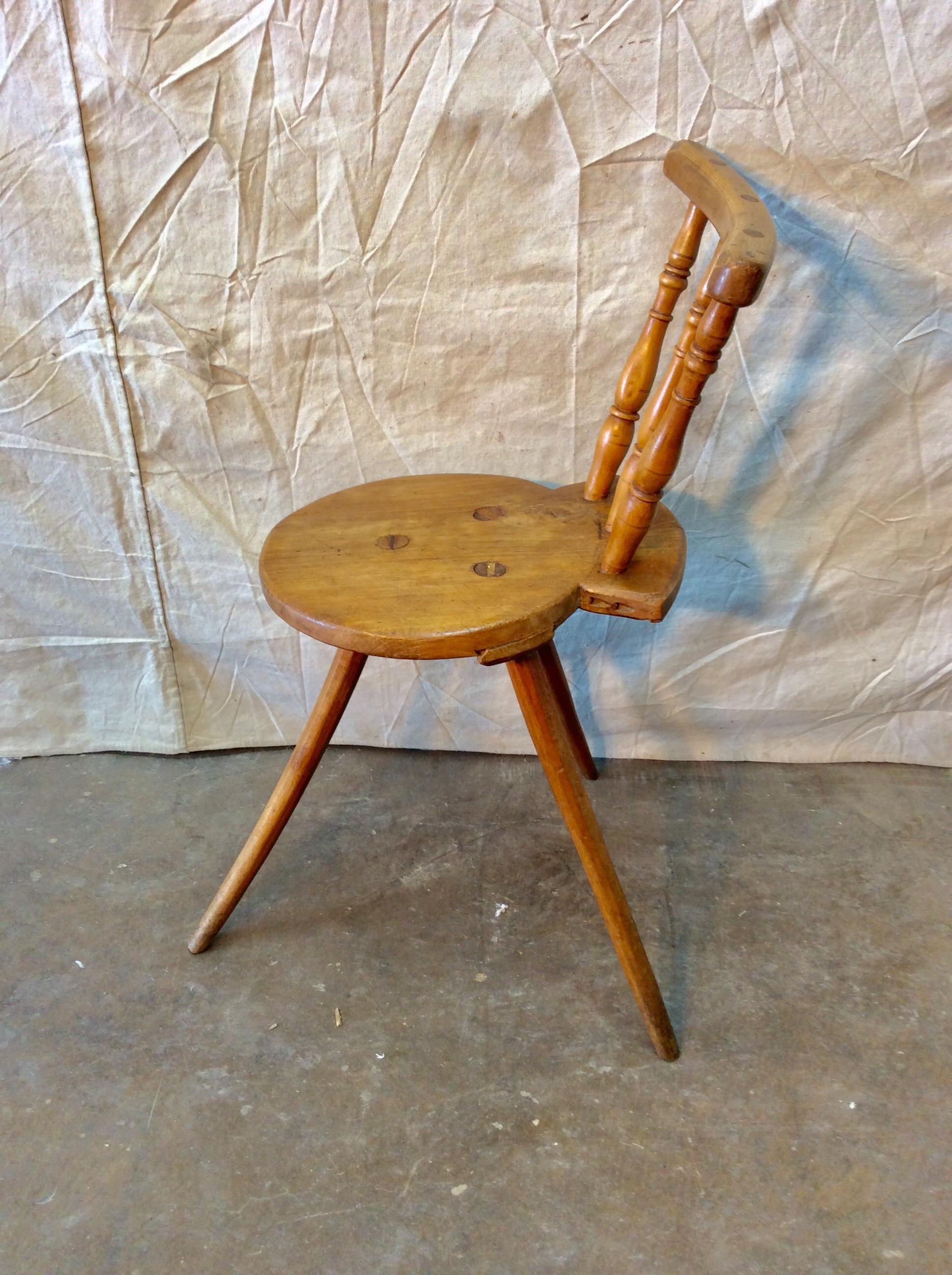 Early 20th Century French Walnut Tripod Accent Chair 5