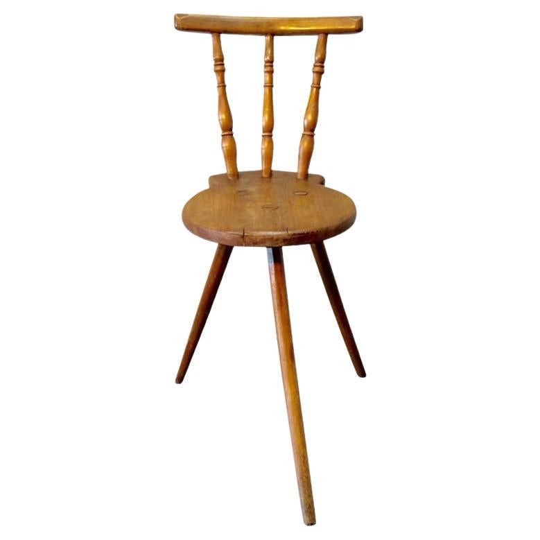 Early 20th Century French Walnut Tripod Accent Chair